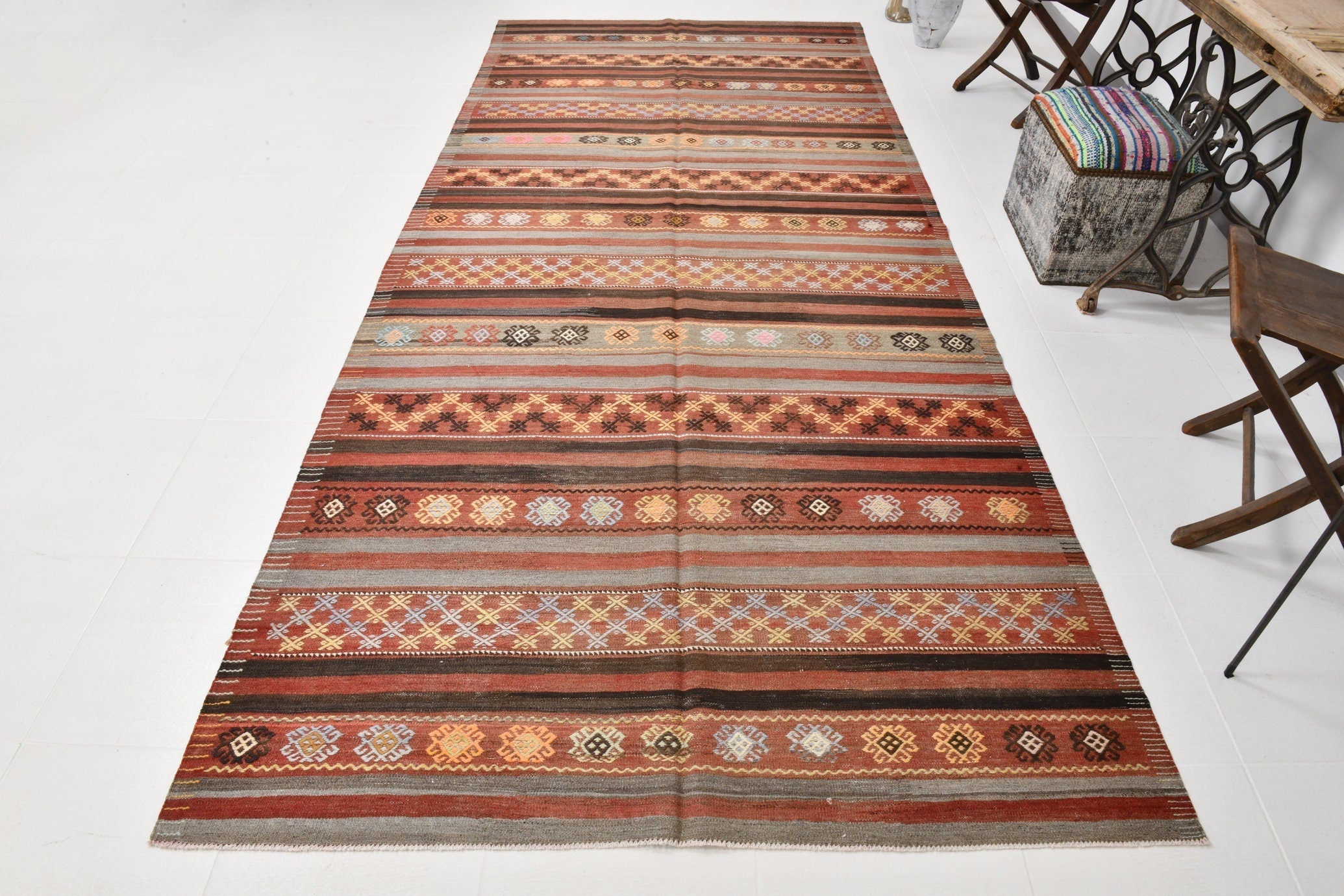 Vintage Kilim Anatolian 5’4’’ x 12’4’’ ft