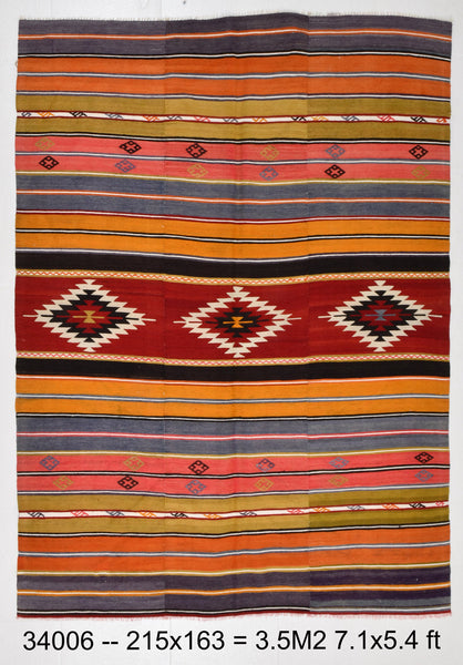 Vintage Kilim Anatolian 5'4" x 7'1" ft
