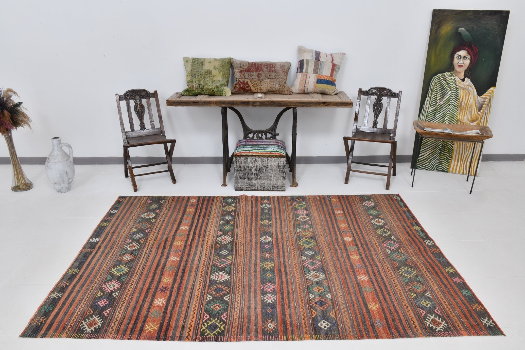 Vintage Kilim Anatolian 5’4’’ x 8’2’’ ft