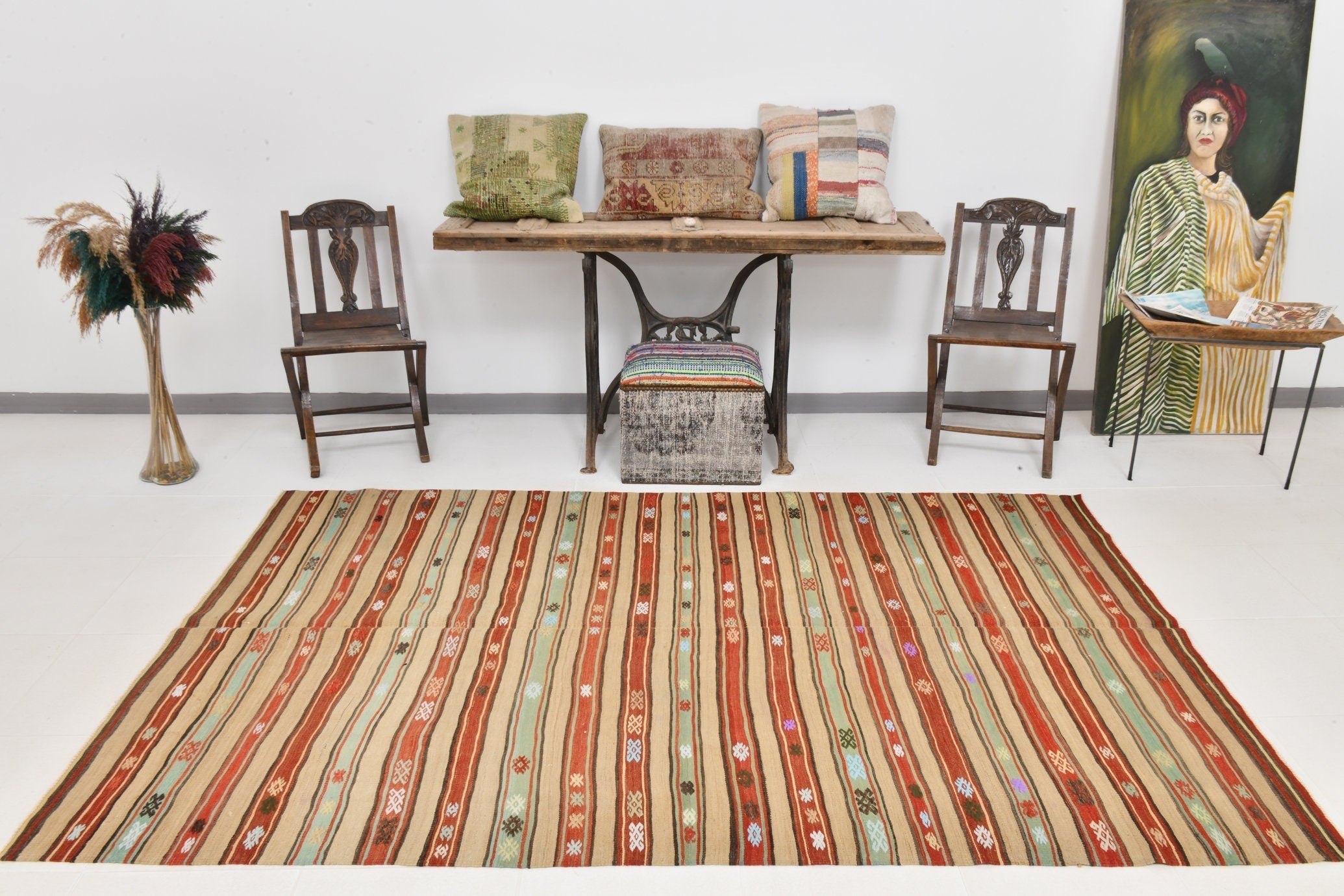 Vintage Kilim Anatolian 5’4’’ x 8’5’’ ft