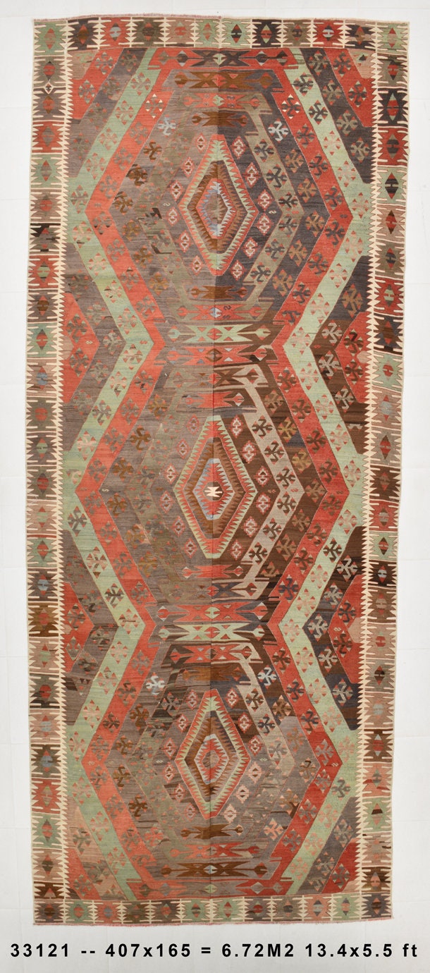 Vintage Kilim Anatolian 5’5’’ x 13’4’’ ft