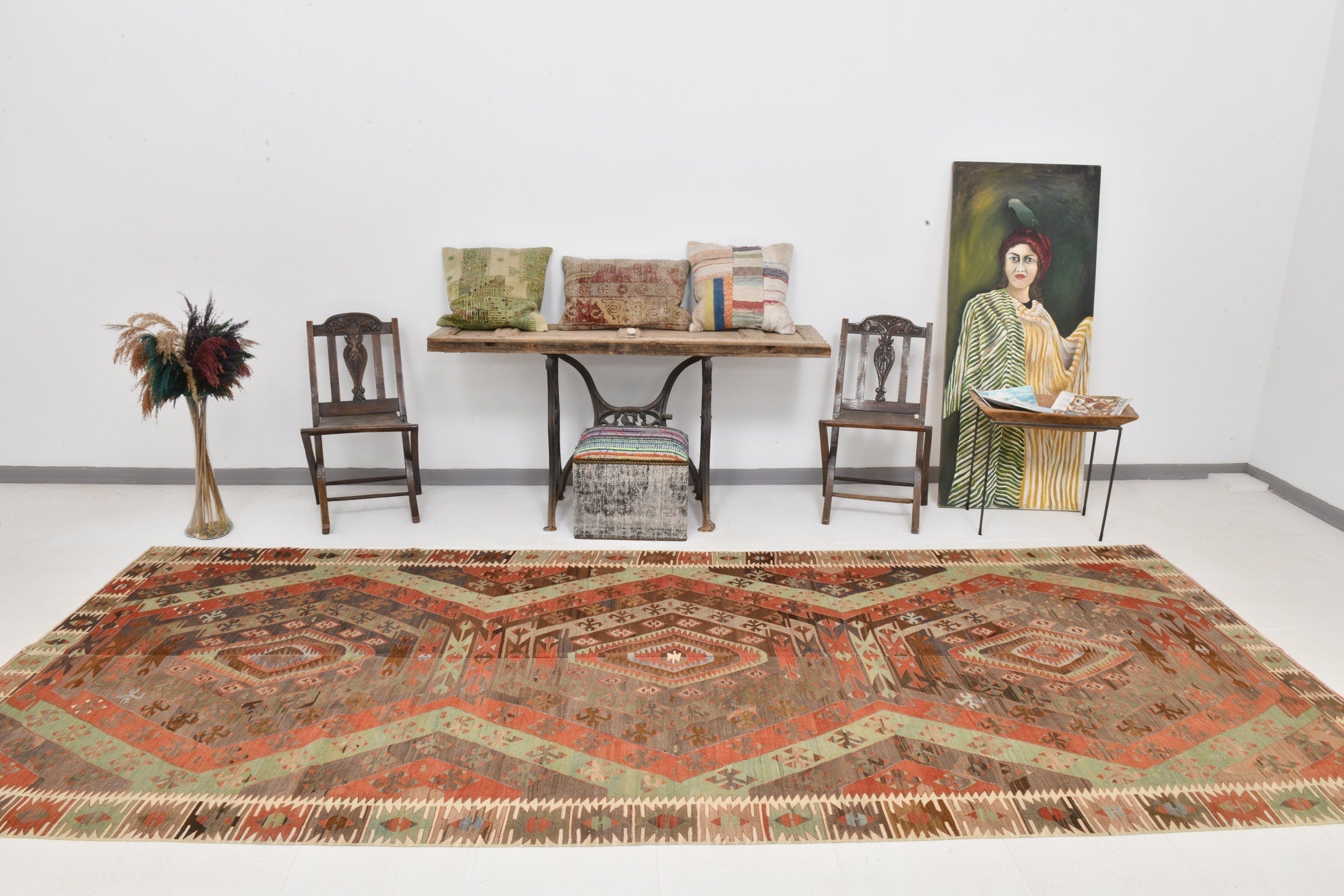 Vintage Kilim Anatolian 5’5’’ x 13’4’’ ft
