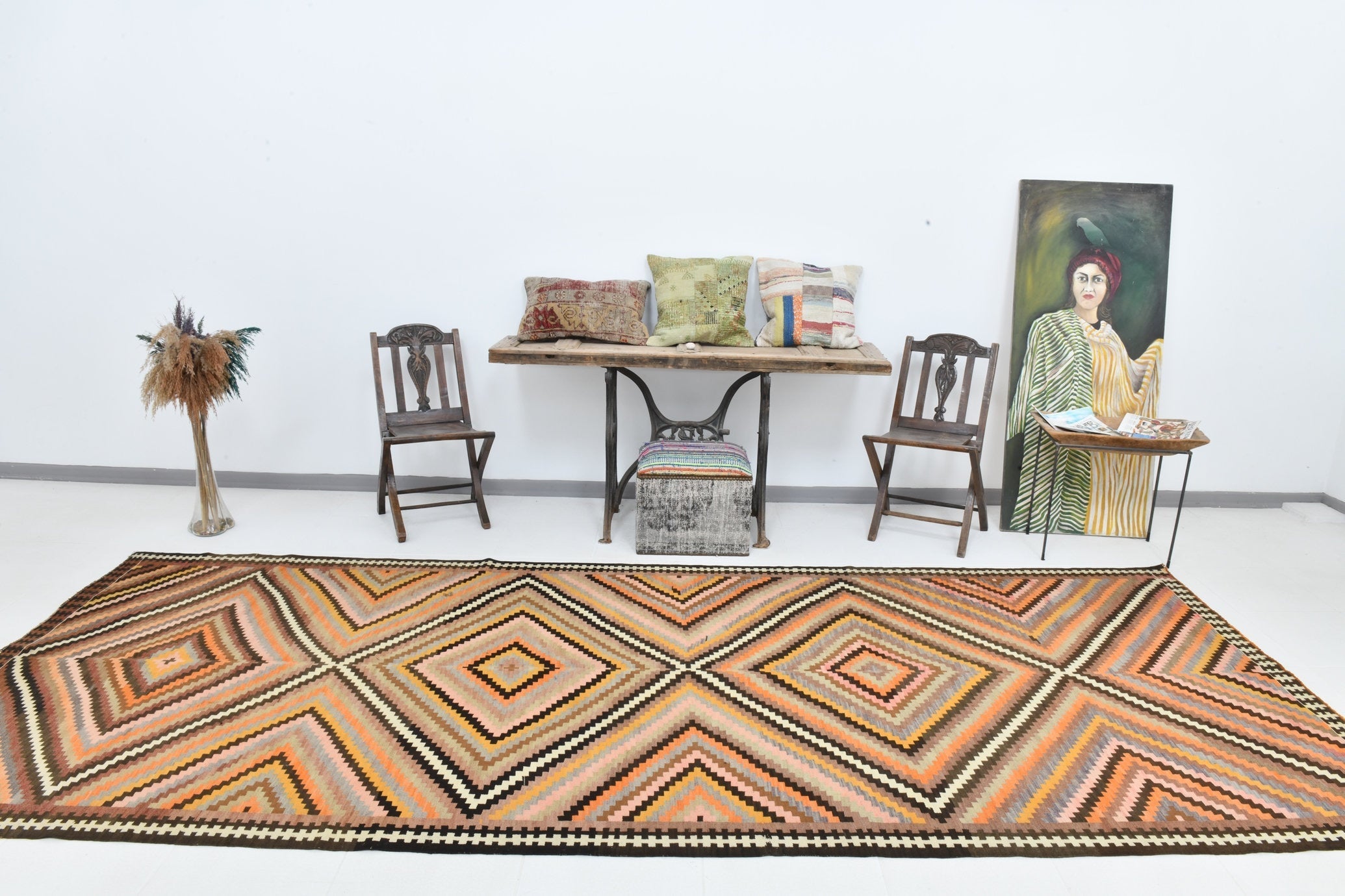 Vintage Kilim Anatolian 5'5" x 13'7" ft