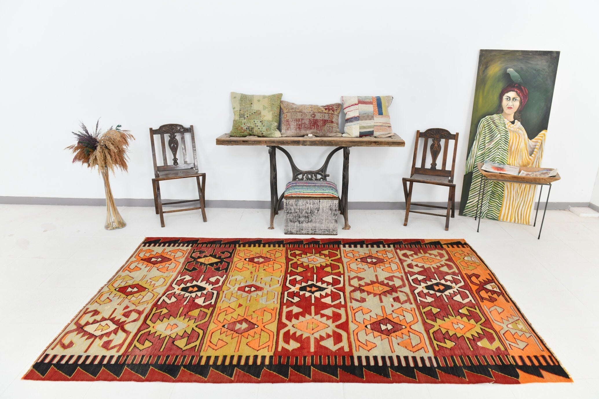Vintage Kilim Anatolian 5’5’’ x 8’11’’ ft