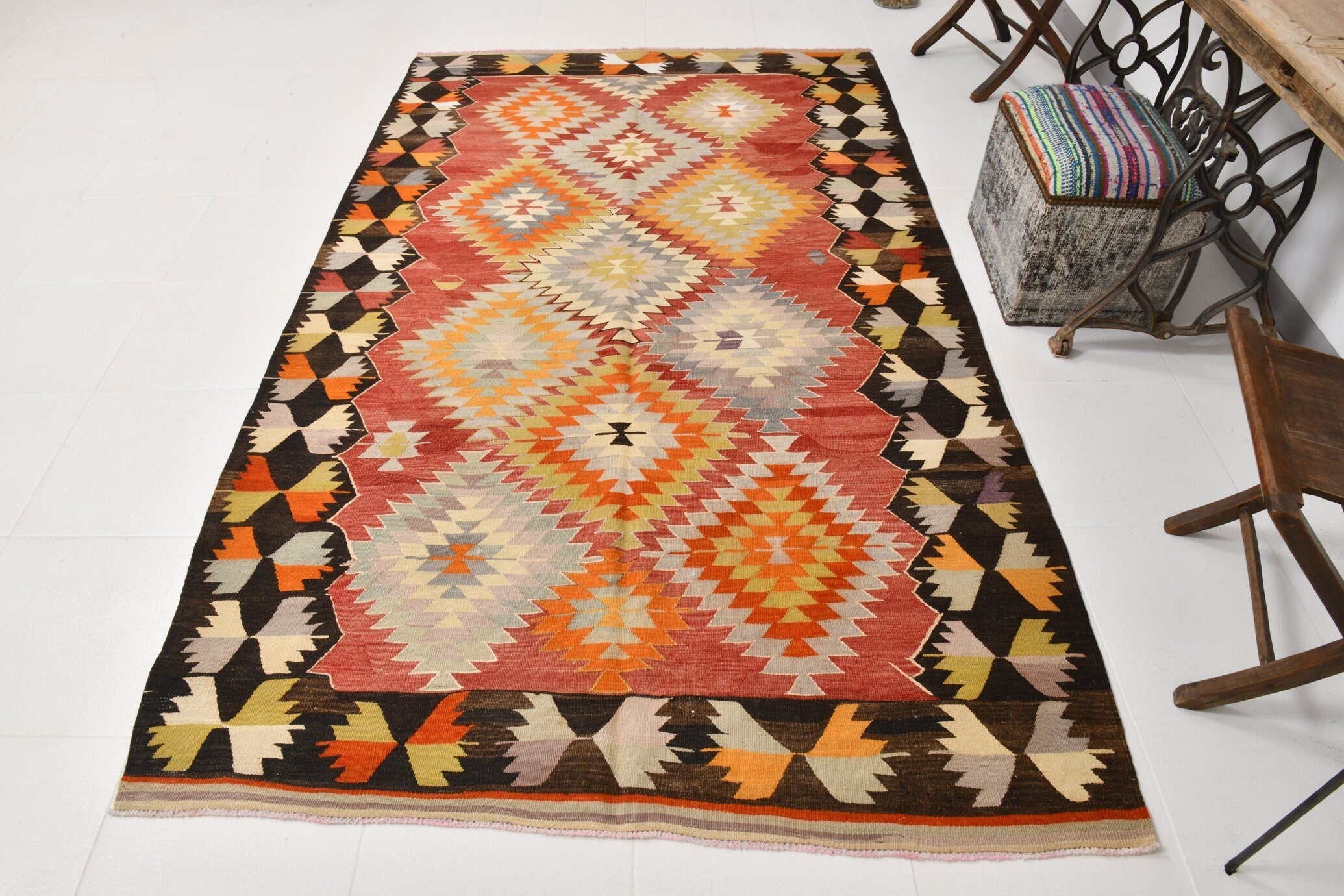 Vintage Kilim Anatolian 5'5" x 8'12" ft