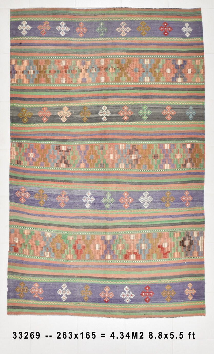 Vintage Kilim Anatolian 5'5" x 8'8" ft