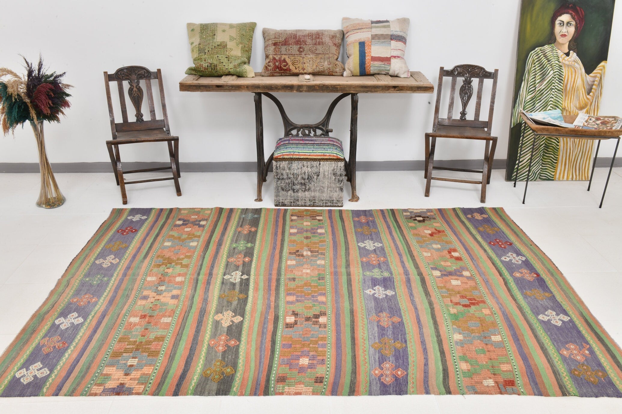 Vintage Kilim Anatolian 5'5" x 8'8" ft