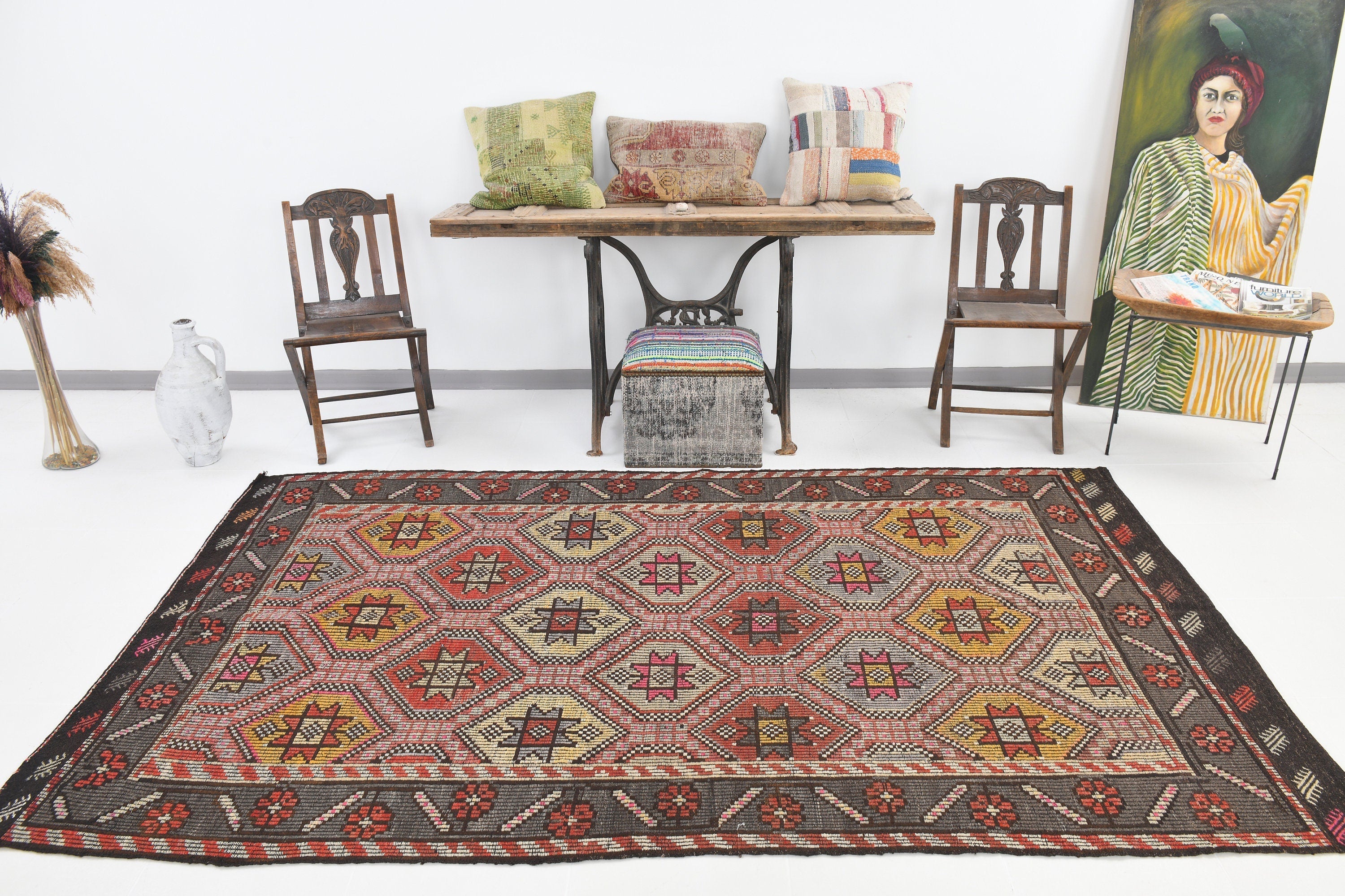 Vintage Kilim Anatolian 5'5" x 9'1" ft