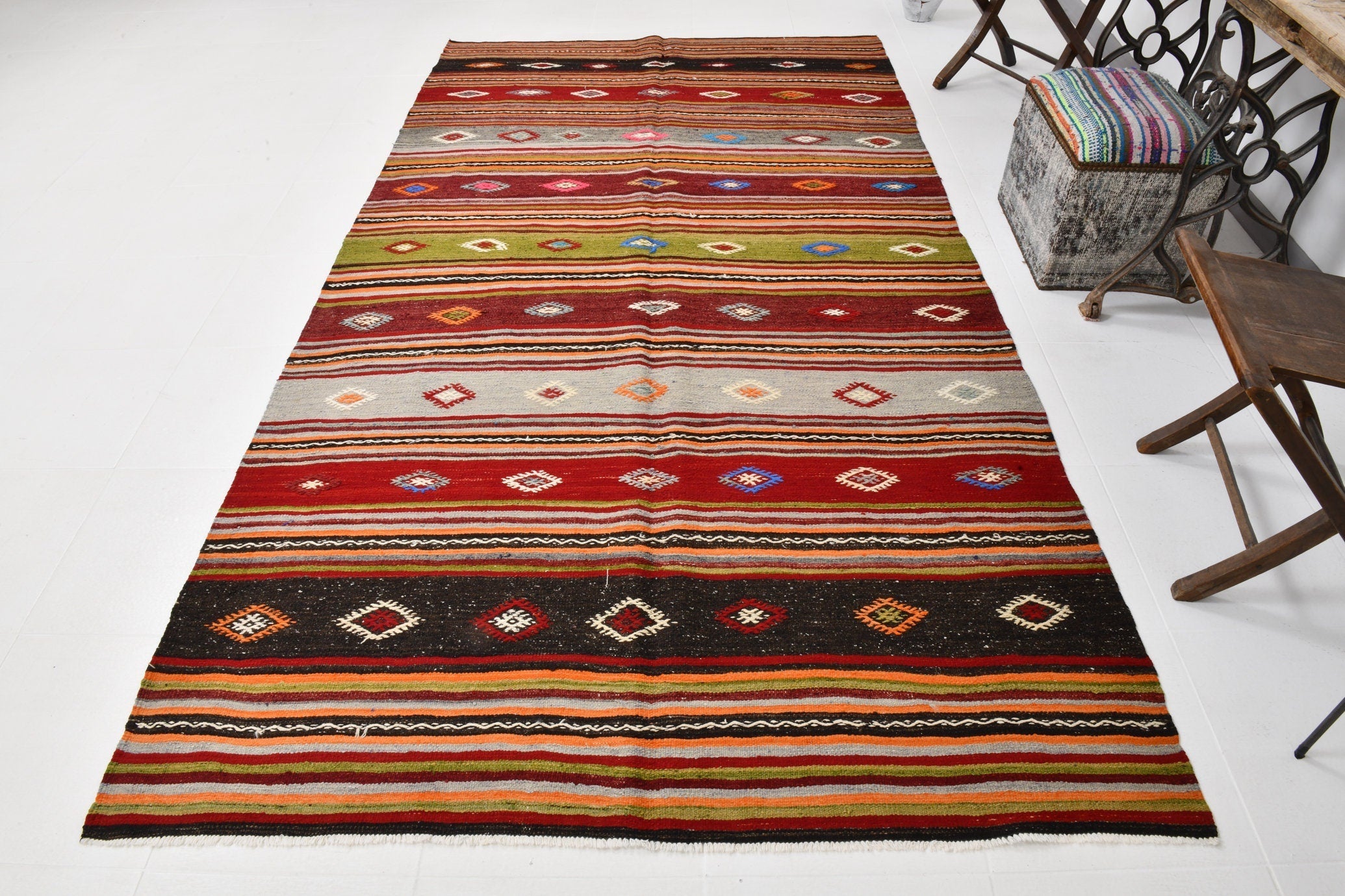 Vintage Kilim Anatolian 5'6" x 10'1" ft