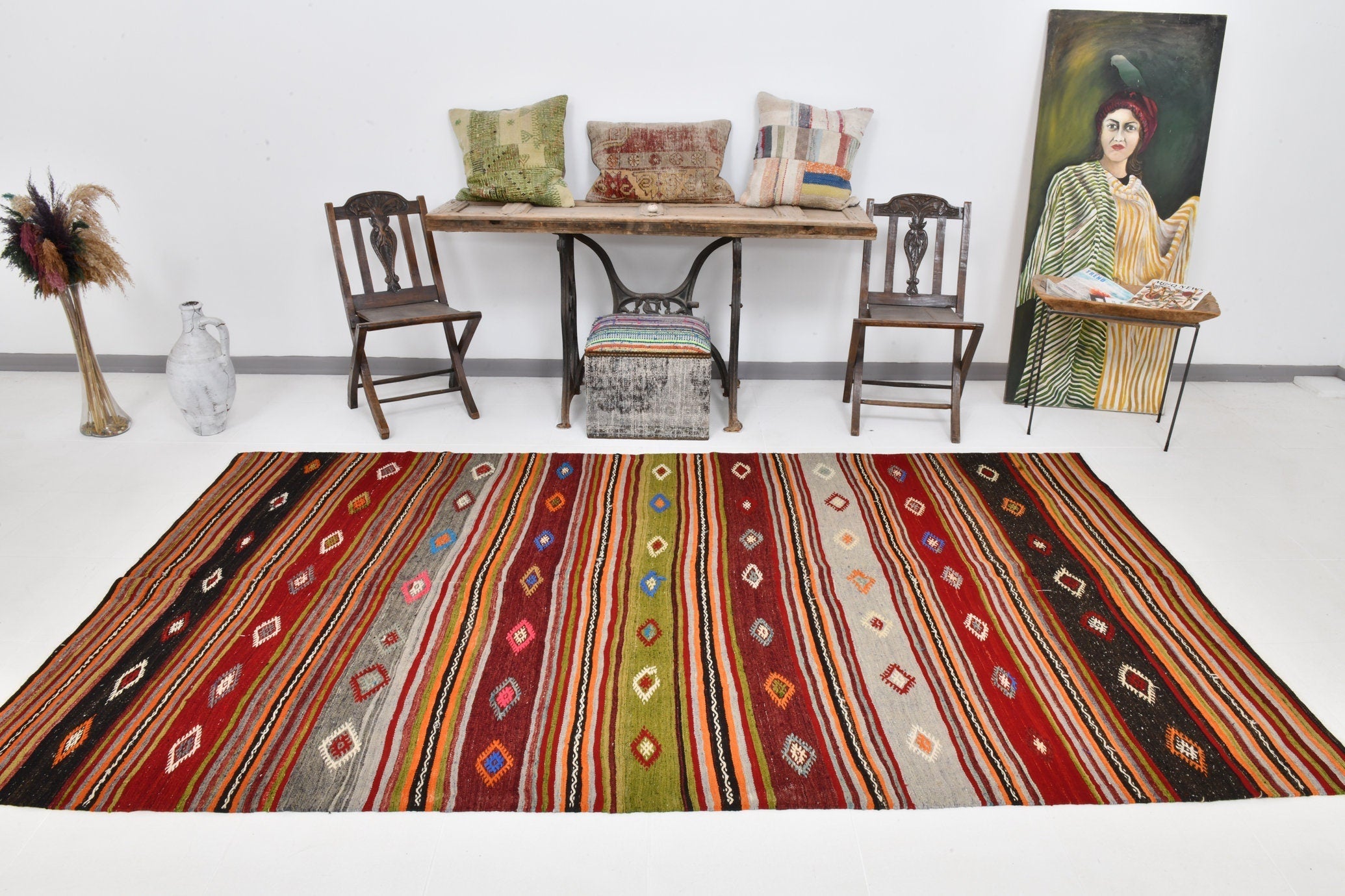 Vintage Kilim Anatolian 5'6" x 10'1" ft