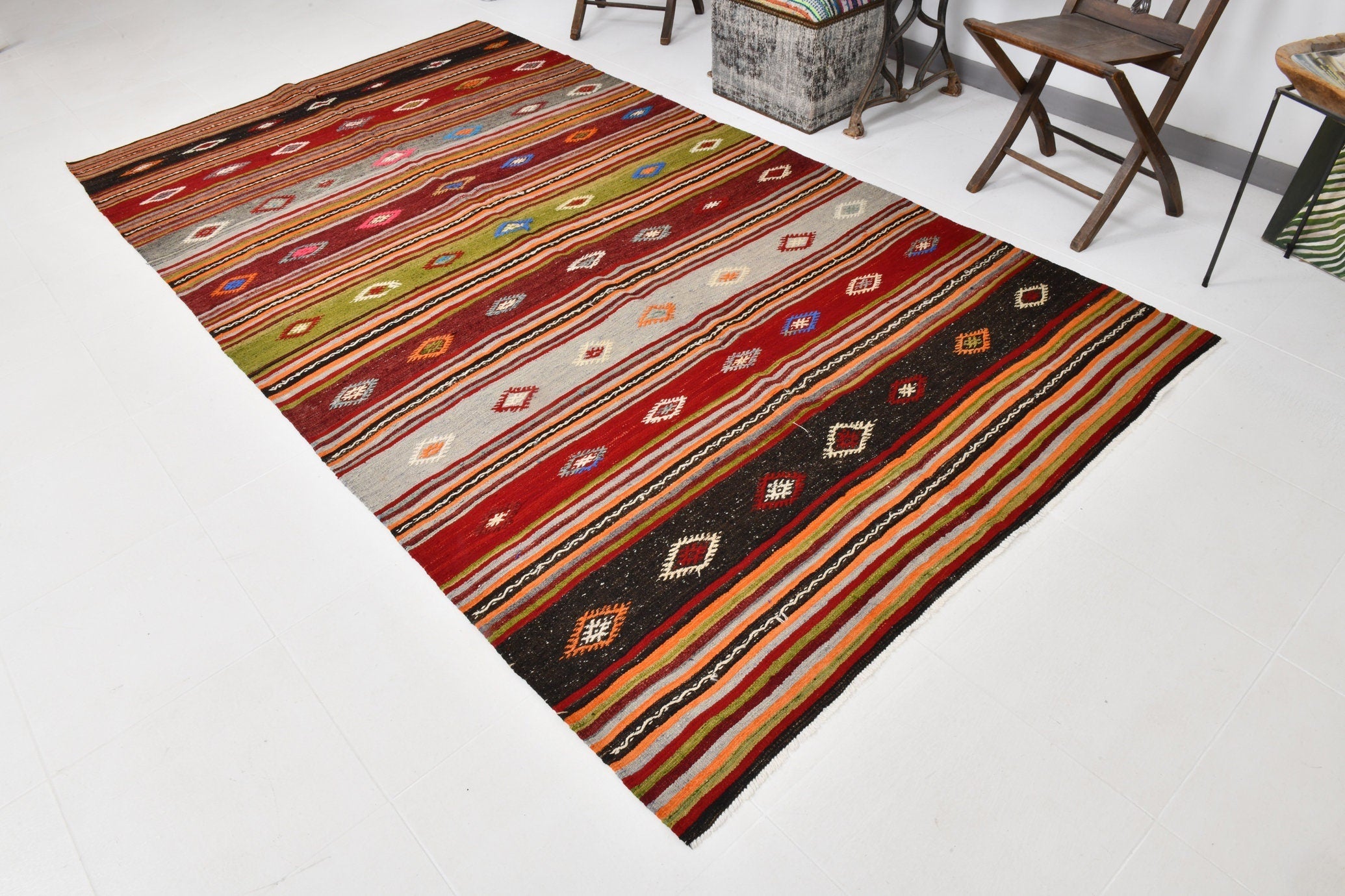 Vintage Kilim Anatolian 5'6" x 10'1" ft