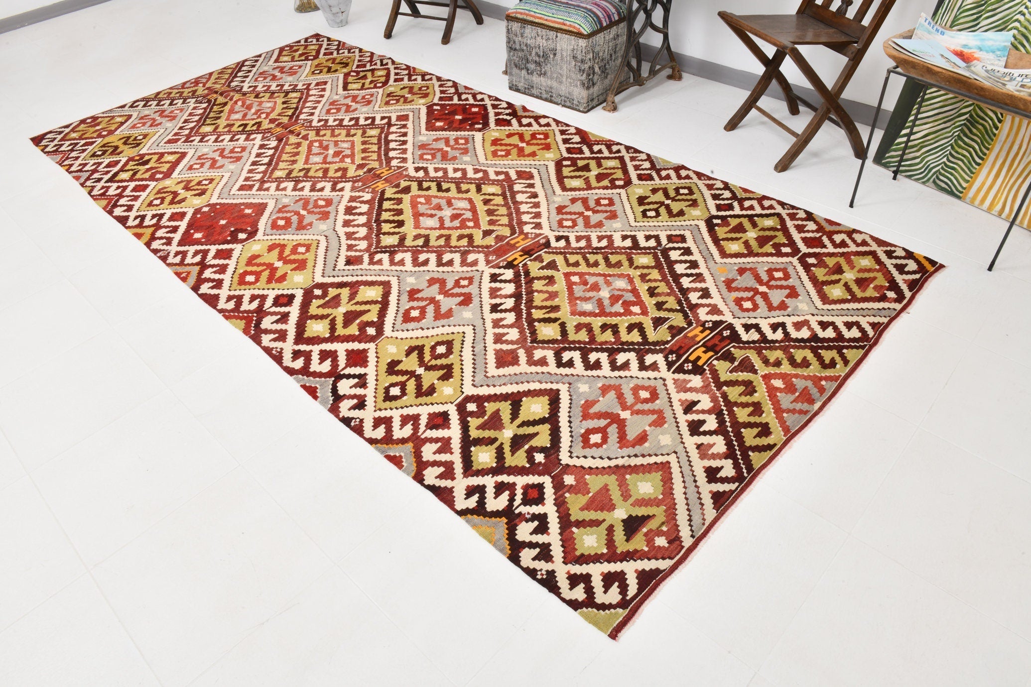 Vintage Kilim Anatolian 5'6" x 11'7" ft