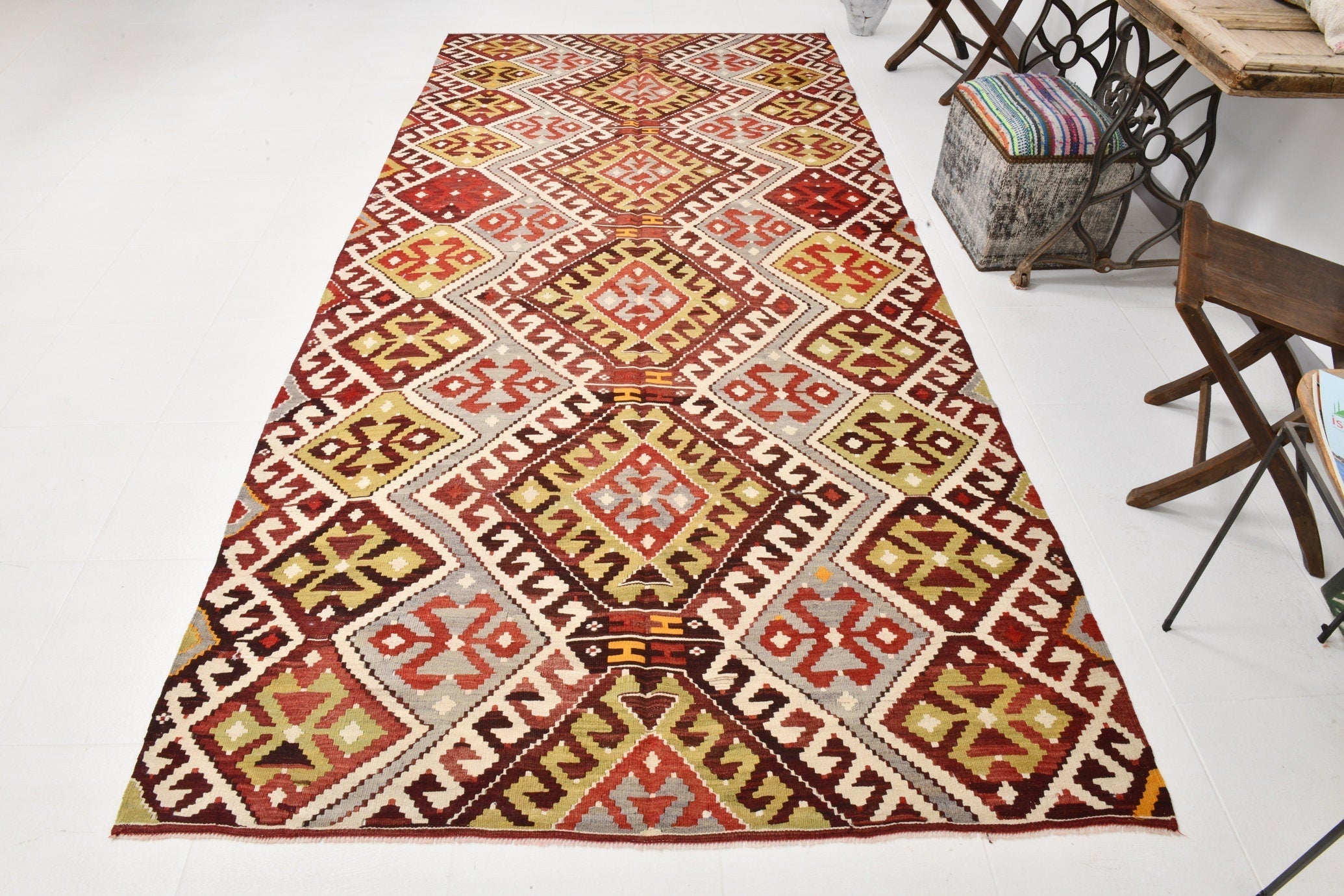 Vintage Kilim Anatolian 5'6" x 11'7" ft