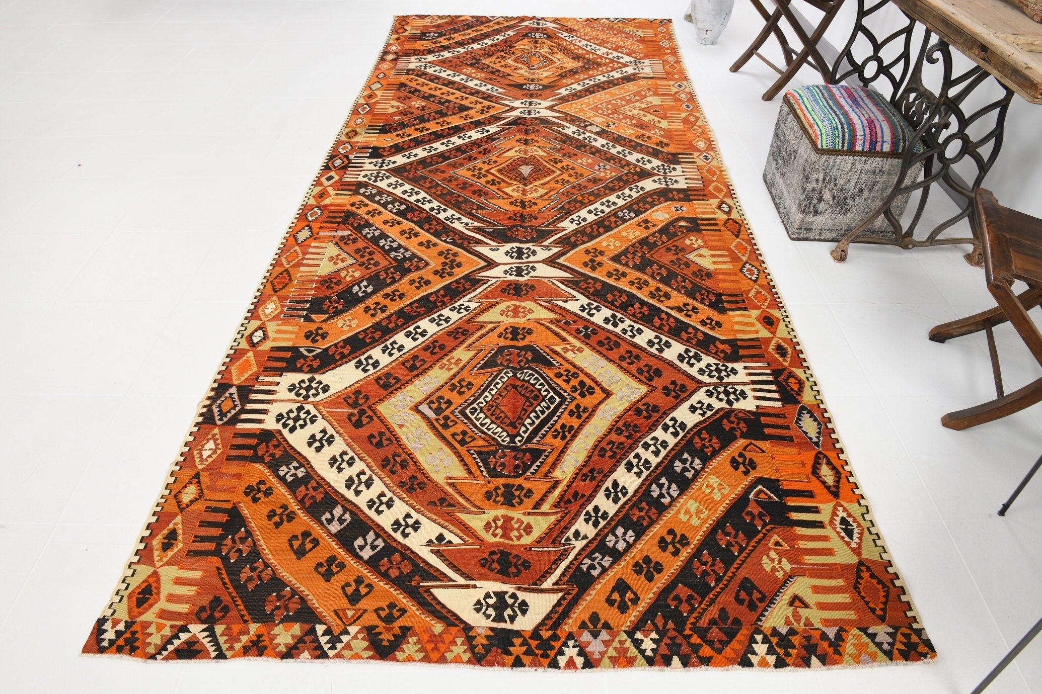Vintage Kilim Anatolian 5'6" x 13'3" ft