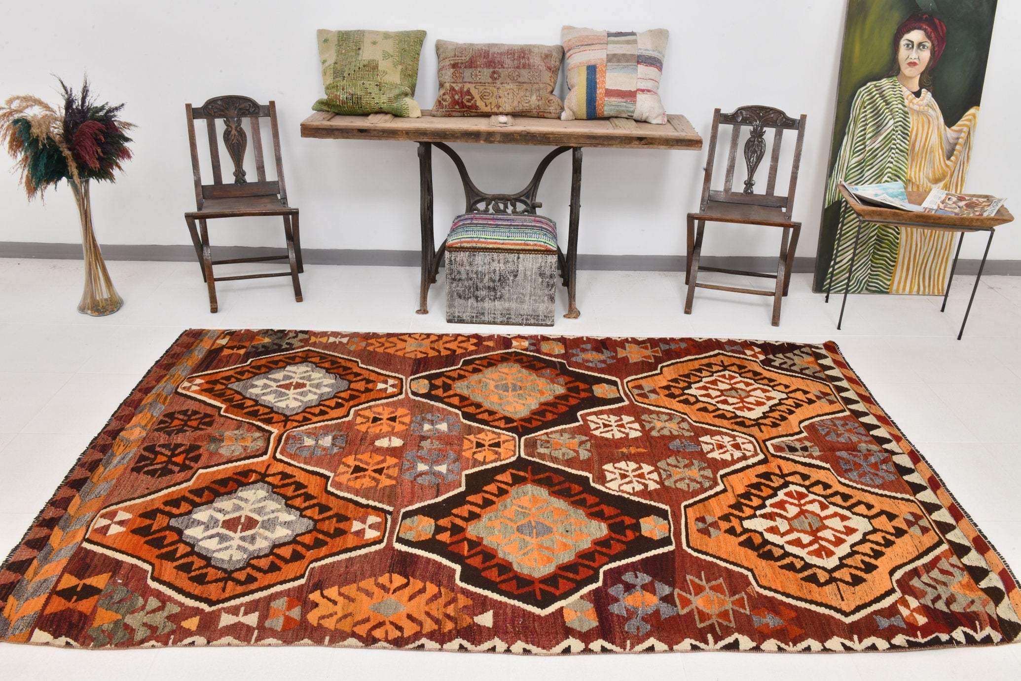 Vintage Kilim Anatolian 5’6’’ x 8’10’’ ft