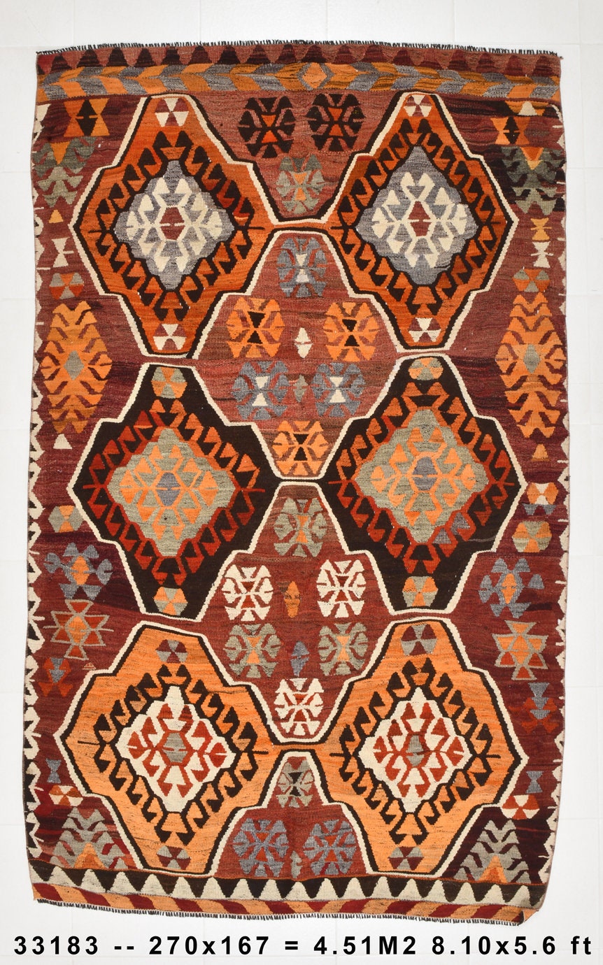 Vintage Kilim Anatolian 5’6’’ x 8’10’’ ft
