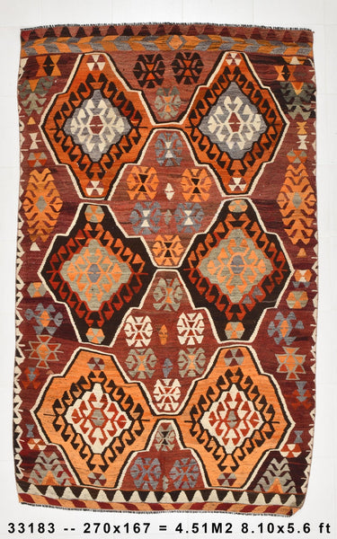 Vintage Kilim Anatolian 5’6’’ x 8’10’’ ft
