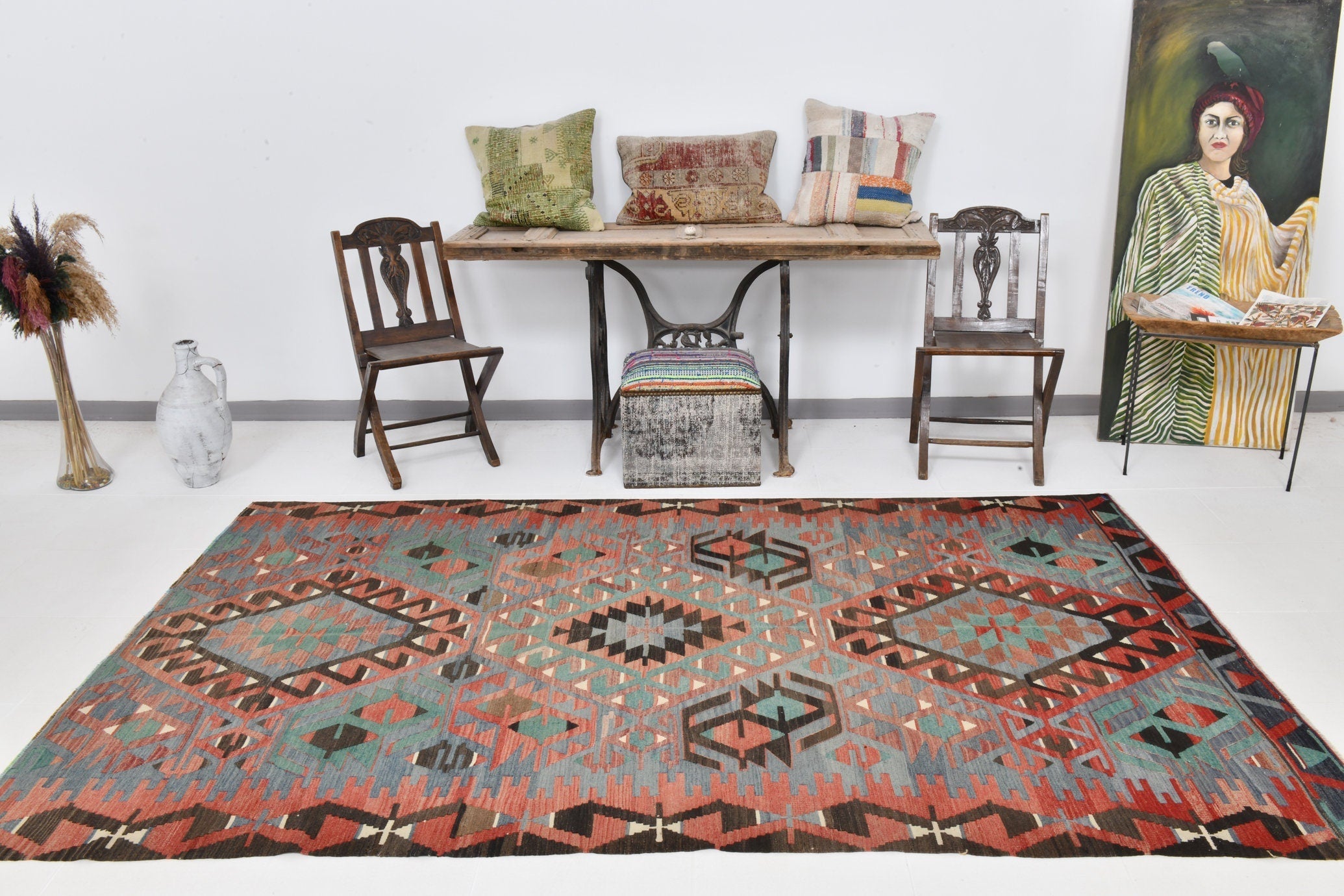 Vintage Kilim Anatolian 5'6" x 9'4" ft