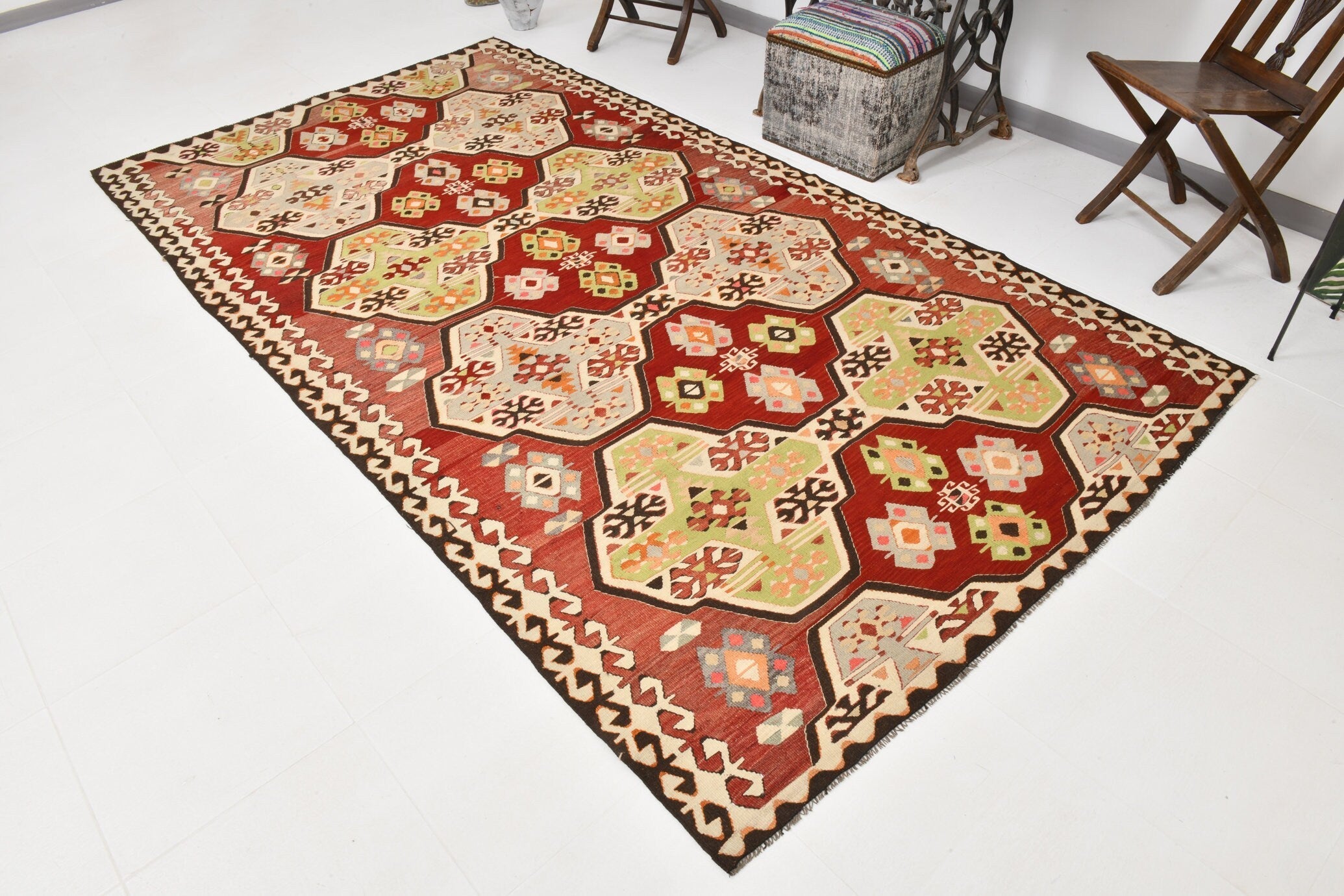Vintage Kilim Anatolian 5'7" x 10'5" ft