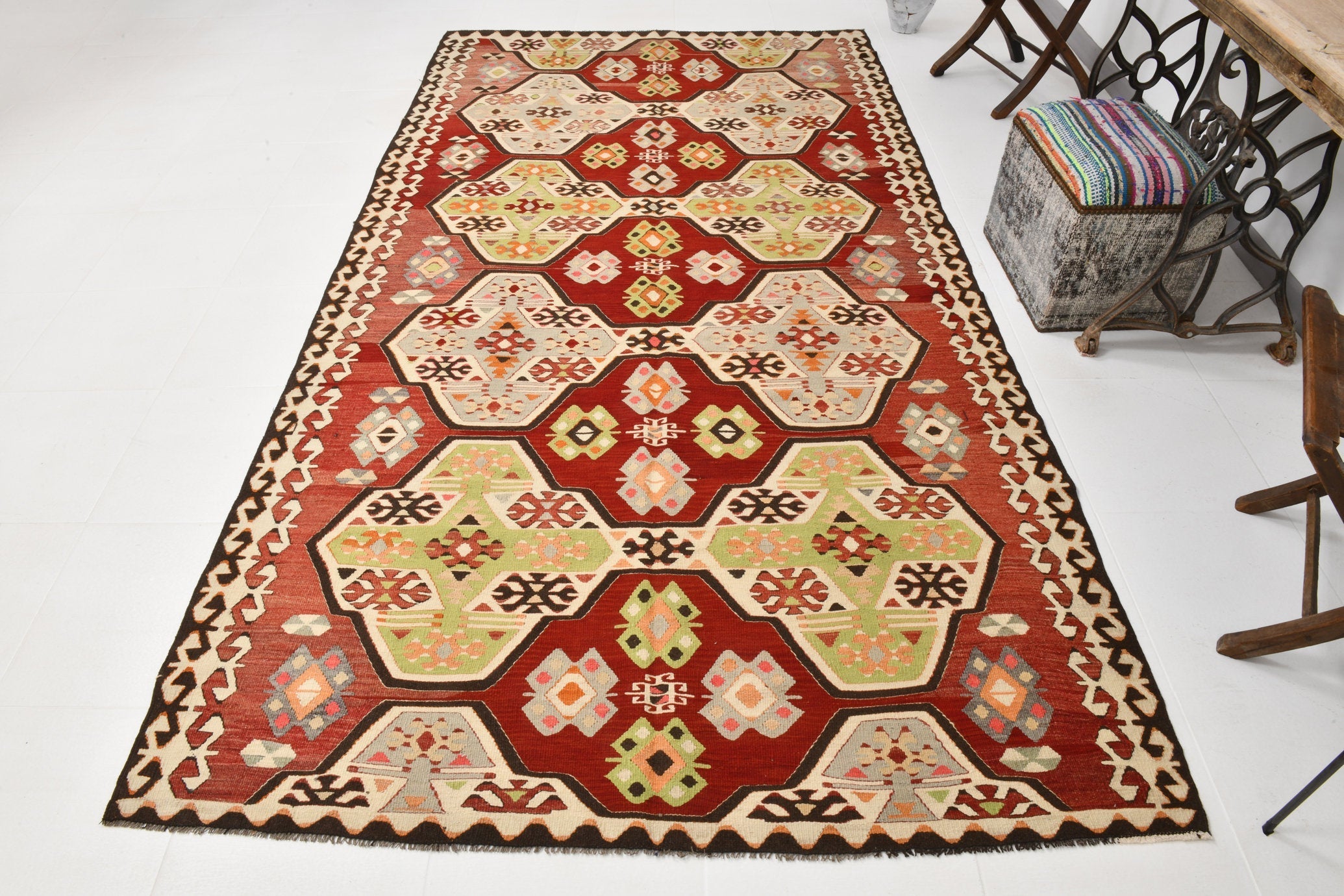 Vintage Kilim Anatolian 5'7" x 10'5" ft