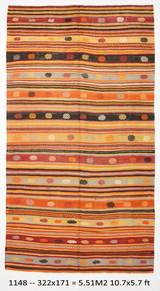 Vintage Kilim Anatolian 5'7" x 10'7" ft