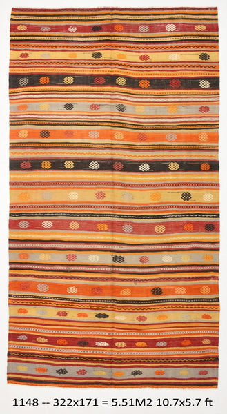 Vintage Kilim Anatolian 5'7" x 10'7" ft
