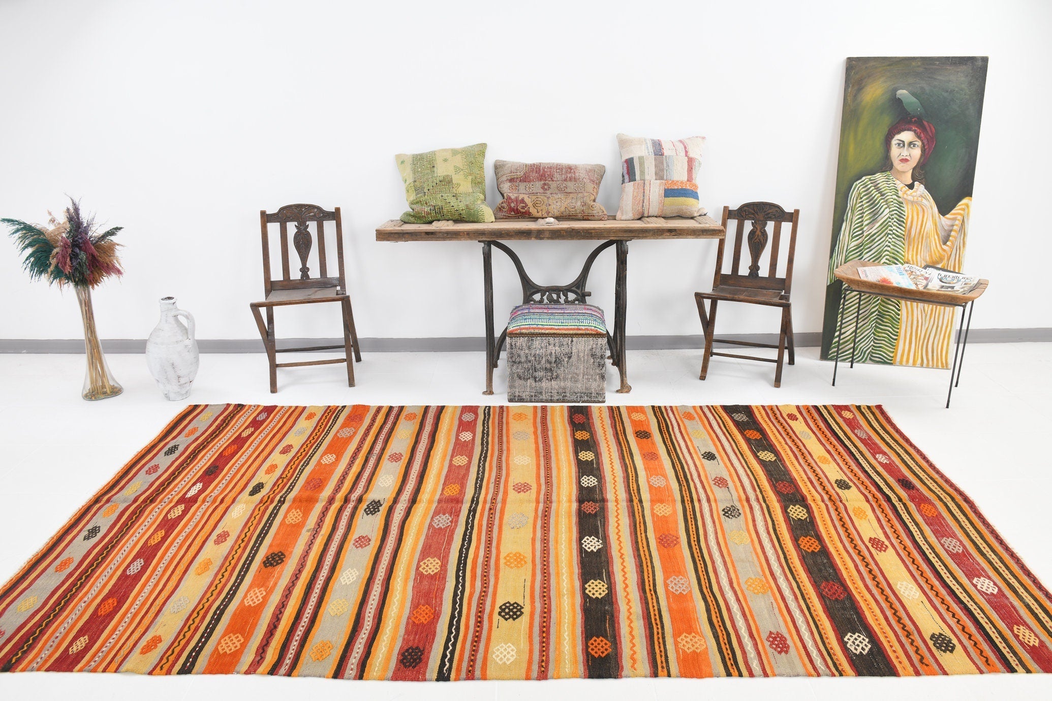 Vintage Kilim Anatolian 5'7" x 10'7" ft
