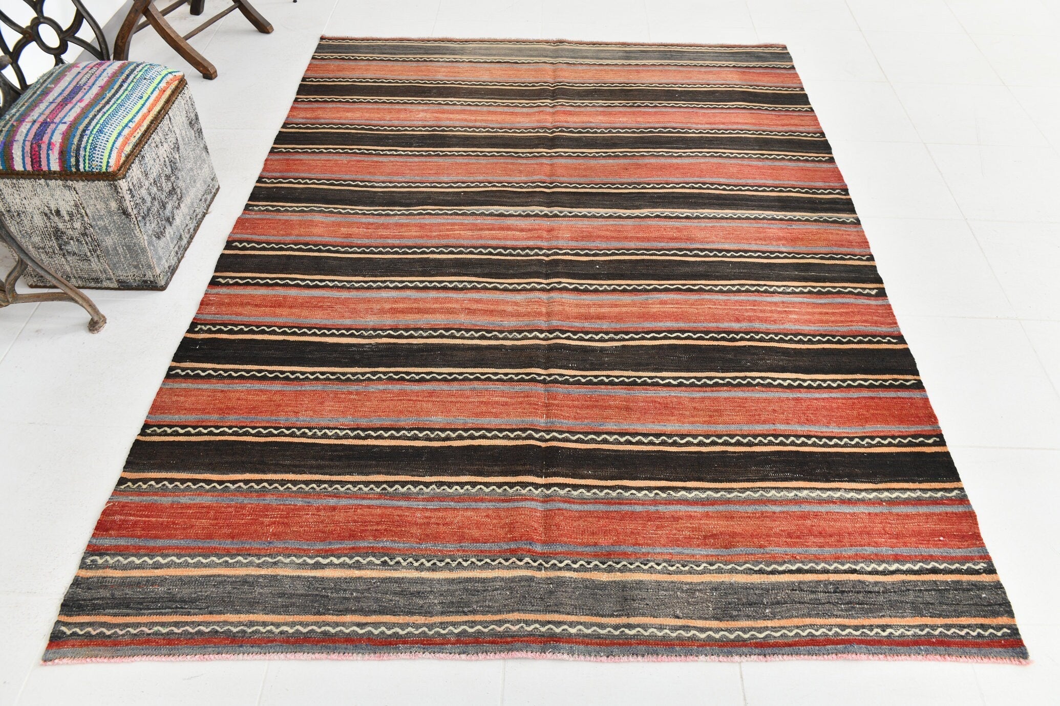 Vintage Kilim Anatolian 5'7" x 7'8" ft