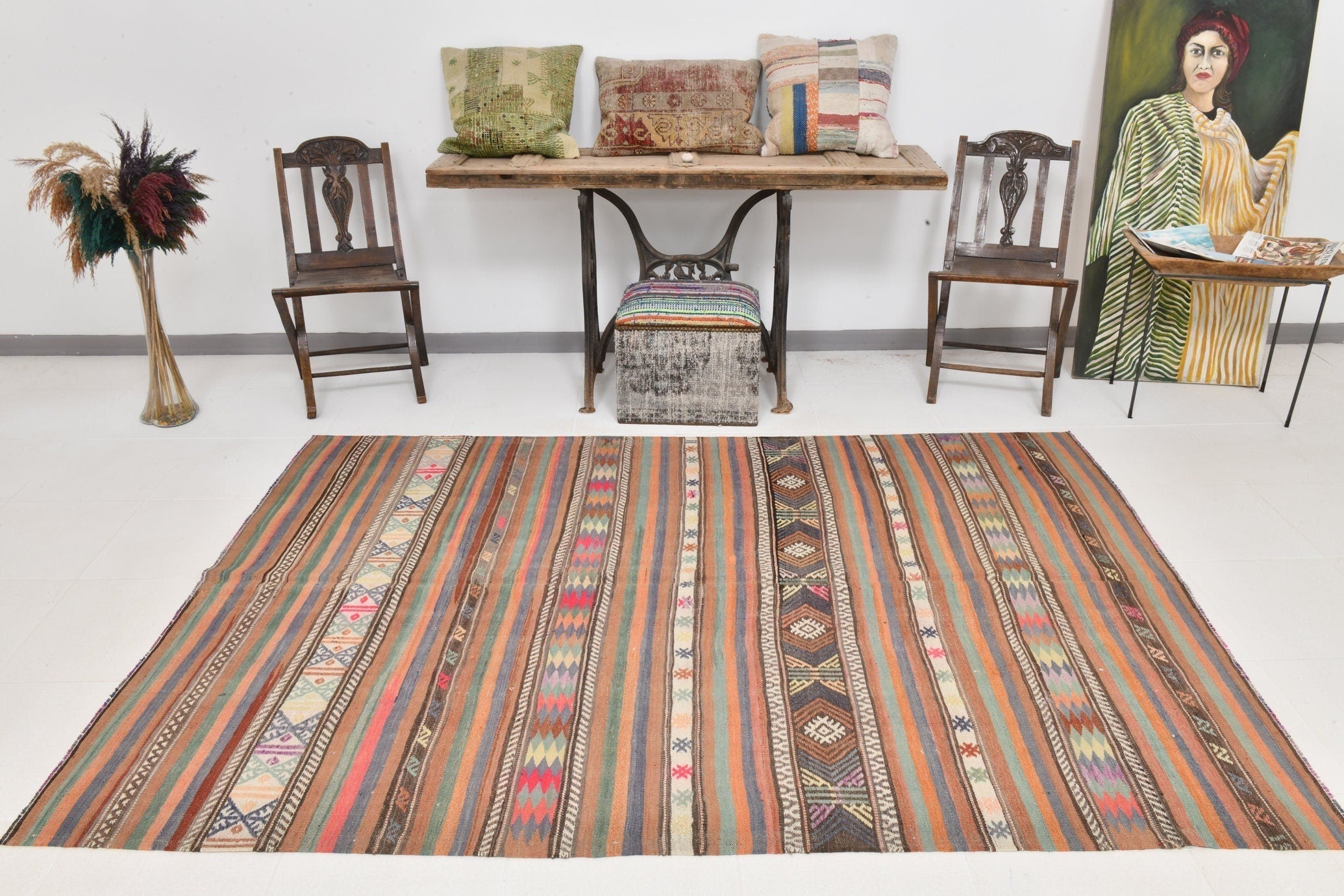 Vintage Kilim Anatolian 5'7" x 8'0" ft