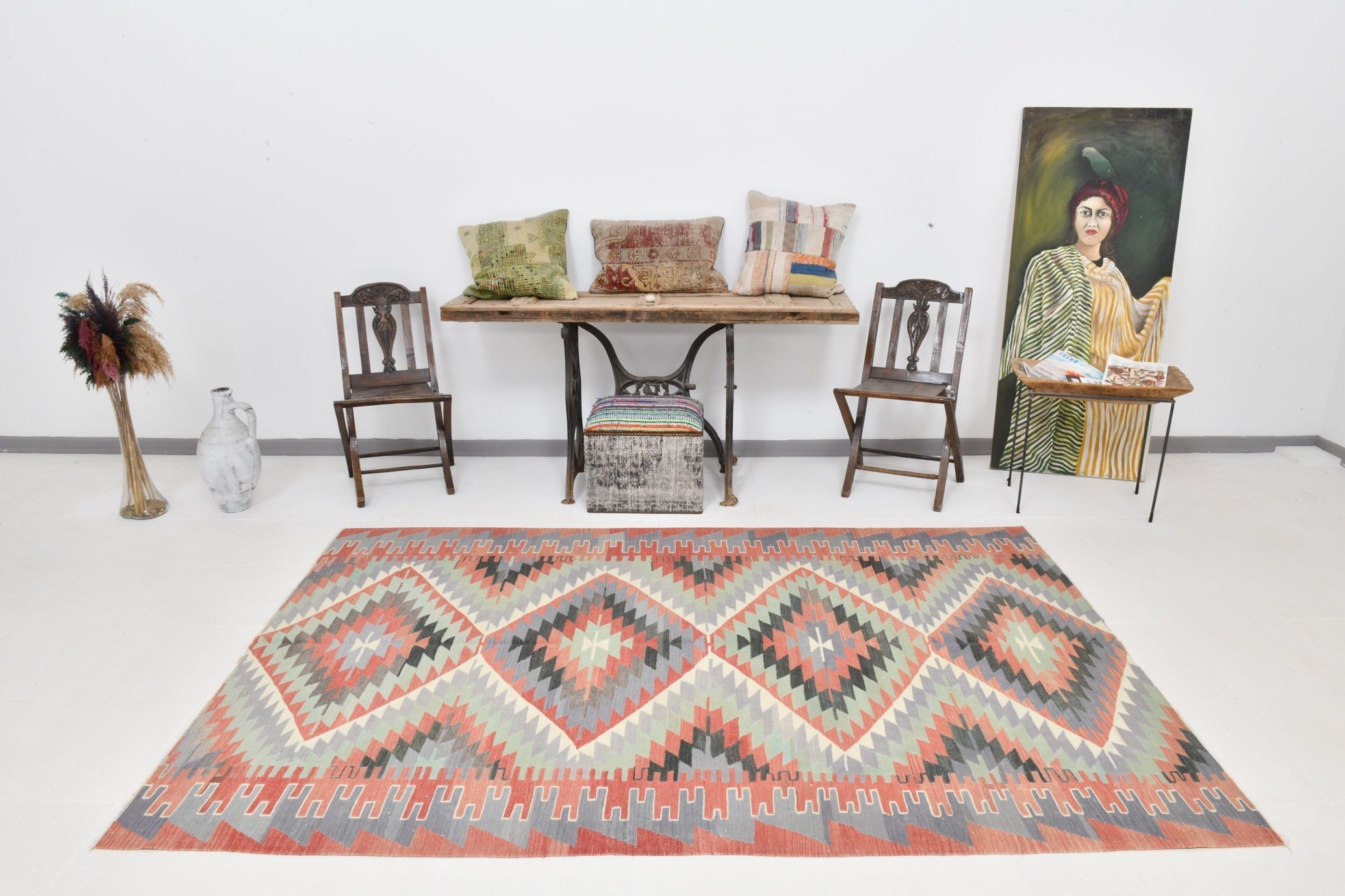 Vintage Kilim Anatolian 5'7" x 8'8" ft