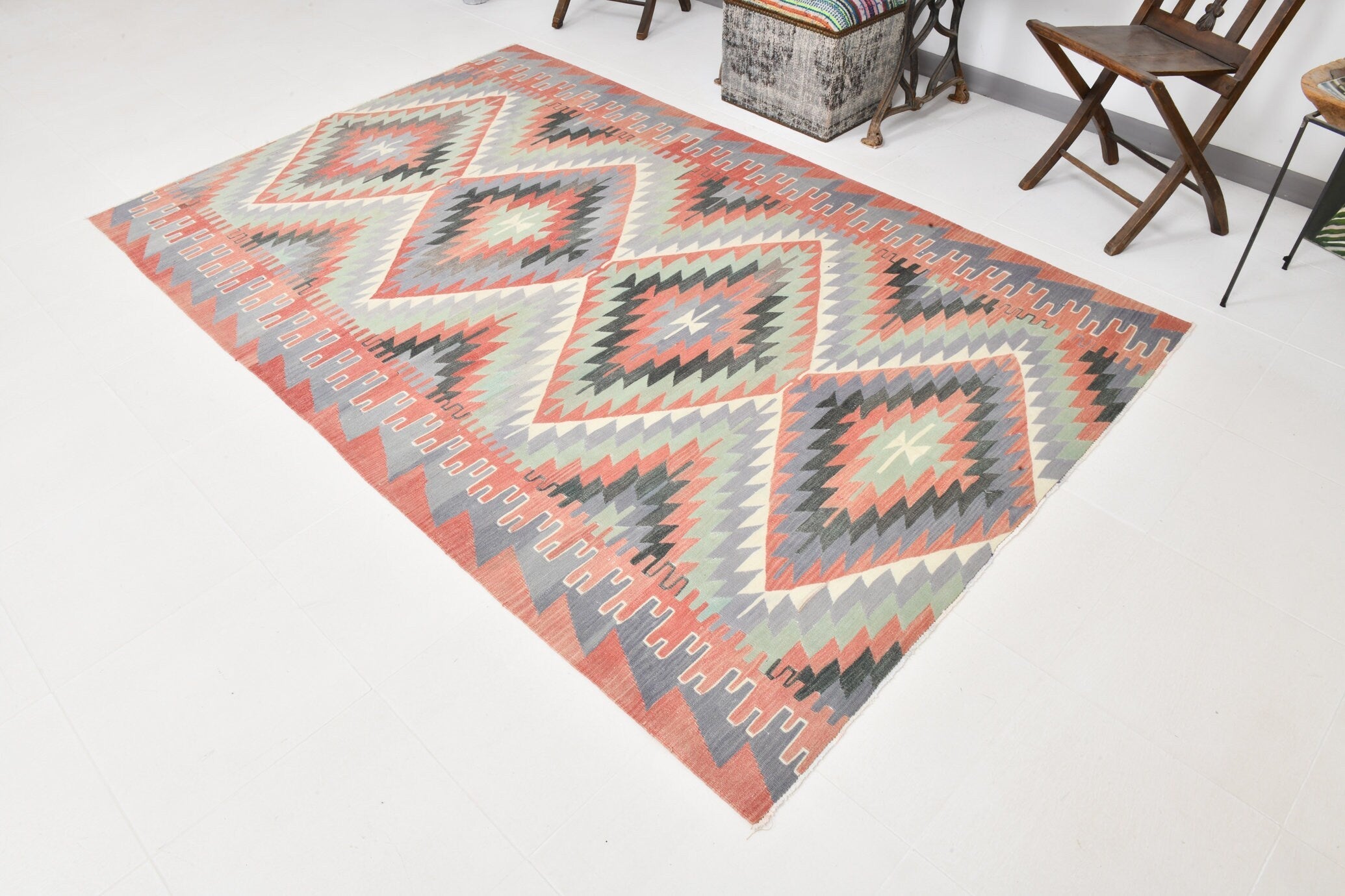 Vintage Kilim Anatolian 5'7" x 8'8" ft