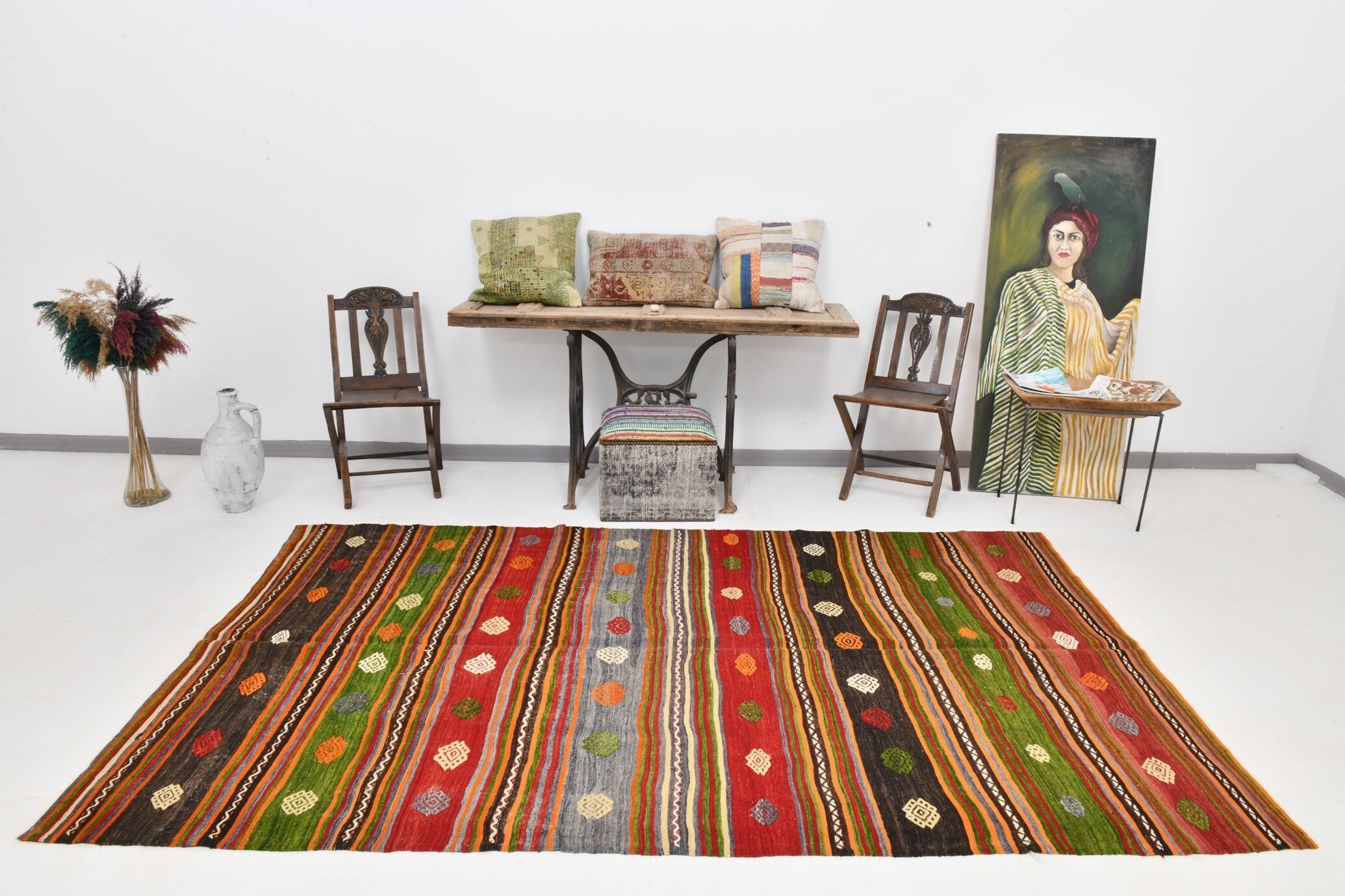 Vintage Kilim Anatolian 5'7" x 9'6" ft
