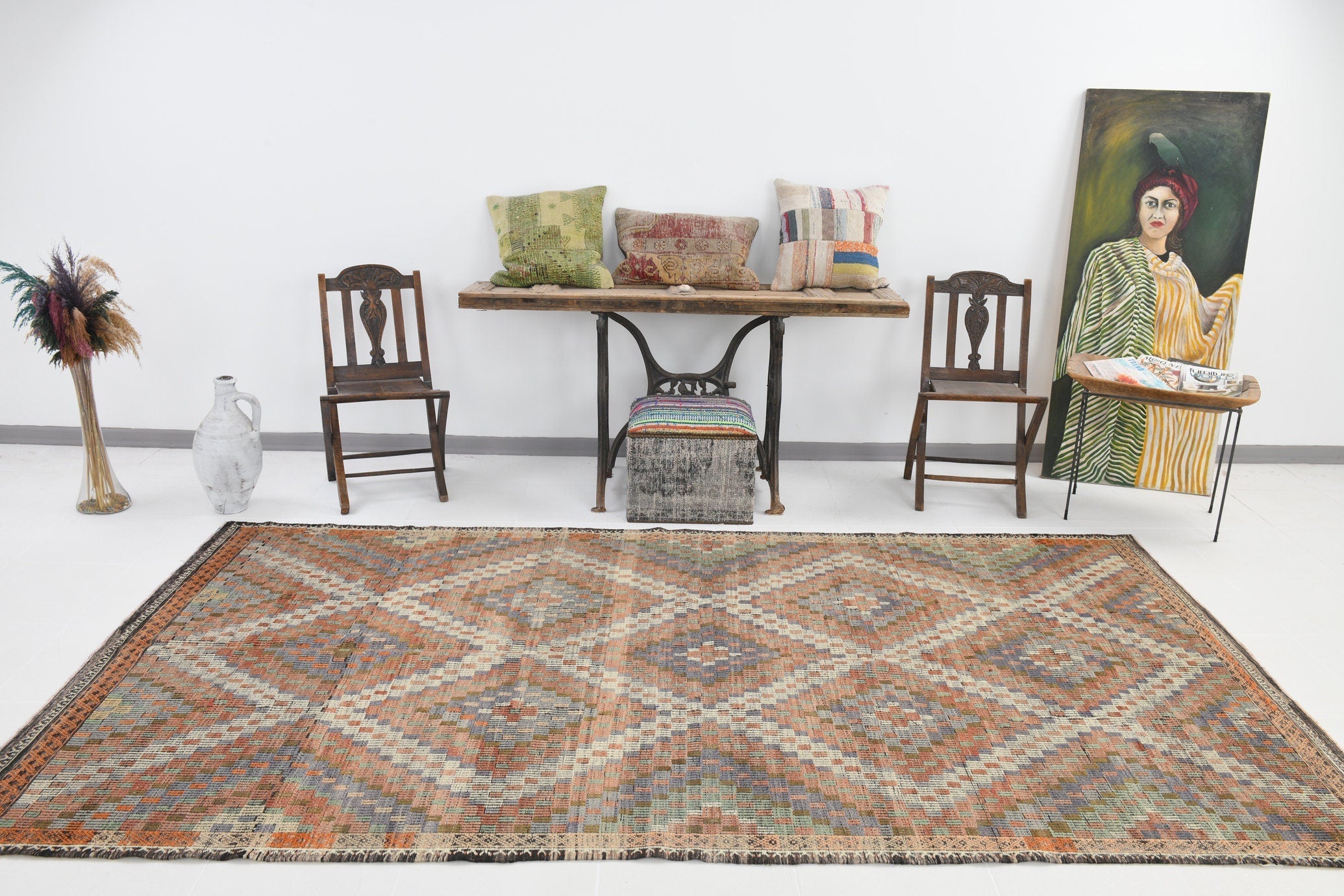 Vintage Kilim Anatolian 5'8" x 10'9" ft