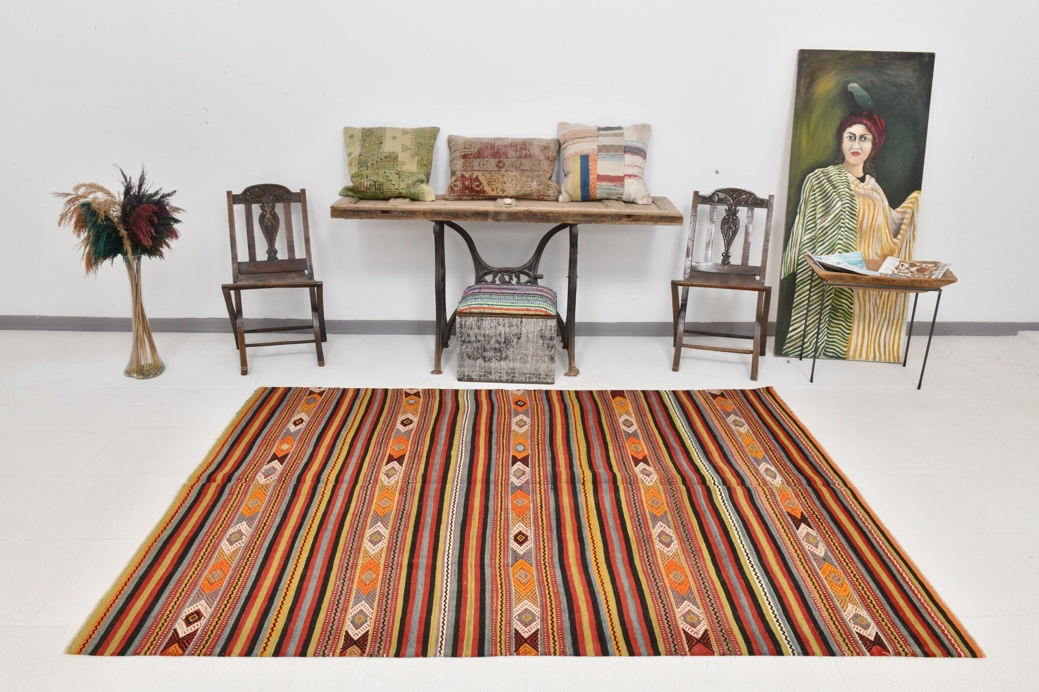 Vintage Kilim Anatolian 5'8" x 7'12" ft