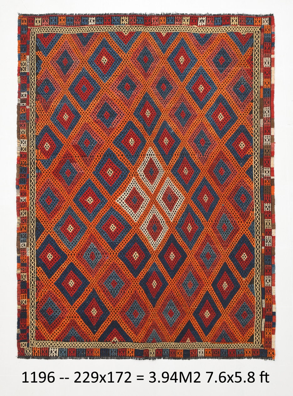Vintage Kilim Anatolian 5’8’’ x 7’6’’ ft
