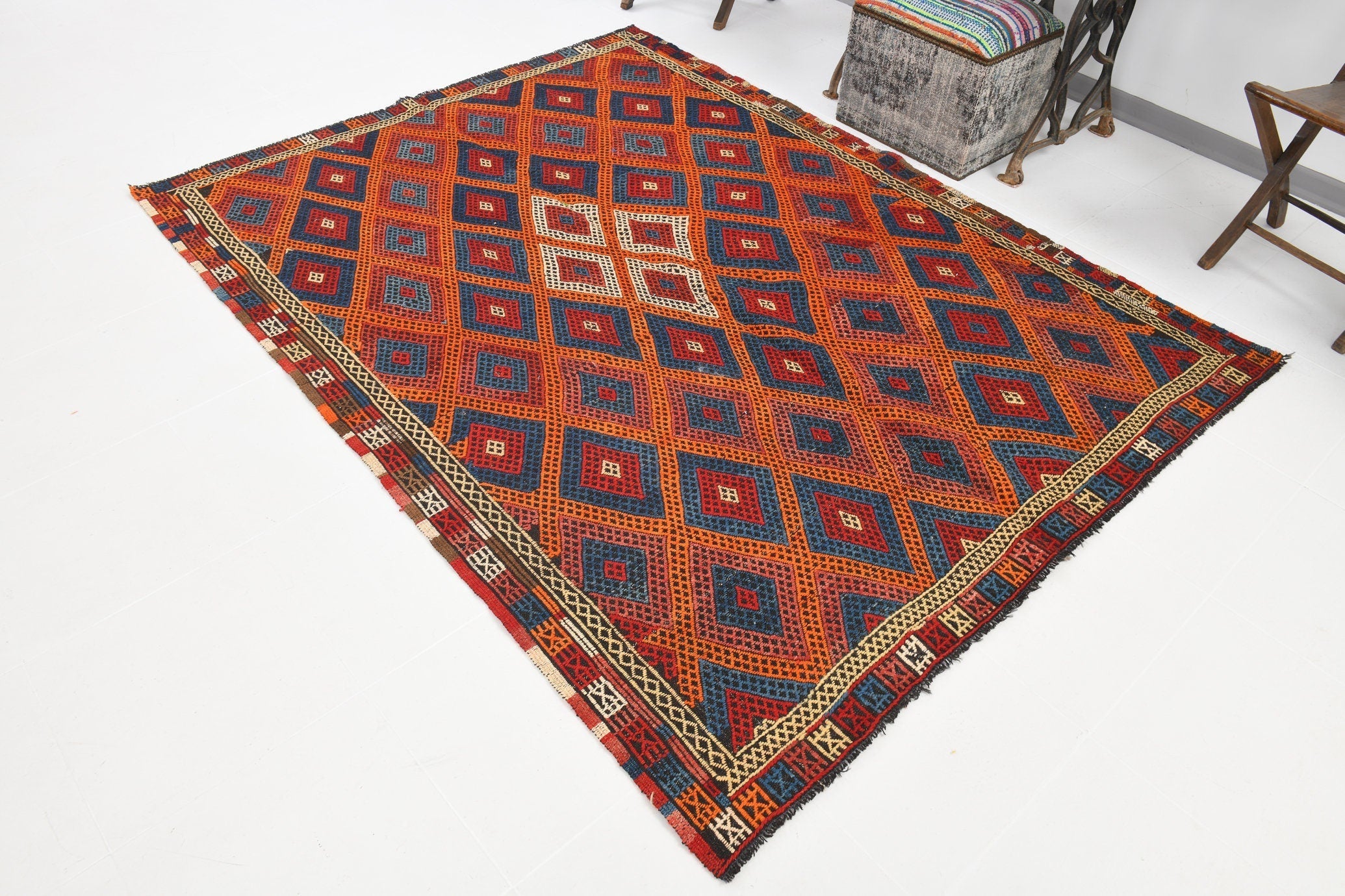 Vintage Kilim Anatolian 5’8’’ x 7’6’’ ft