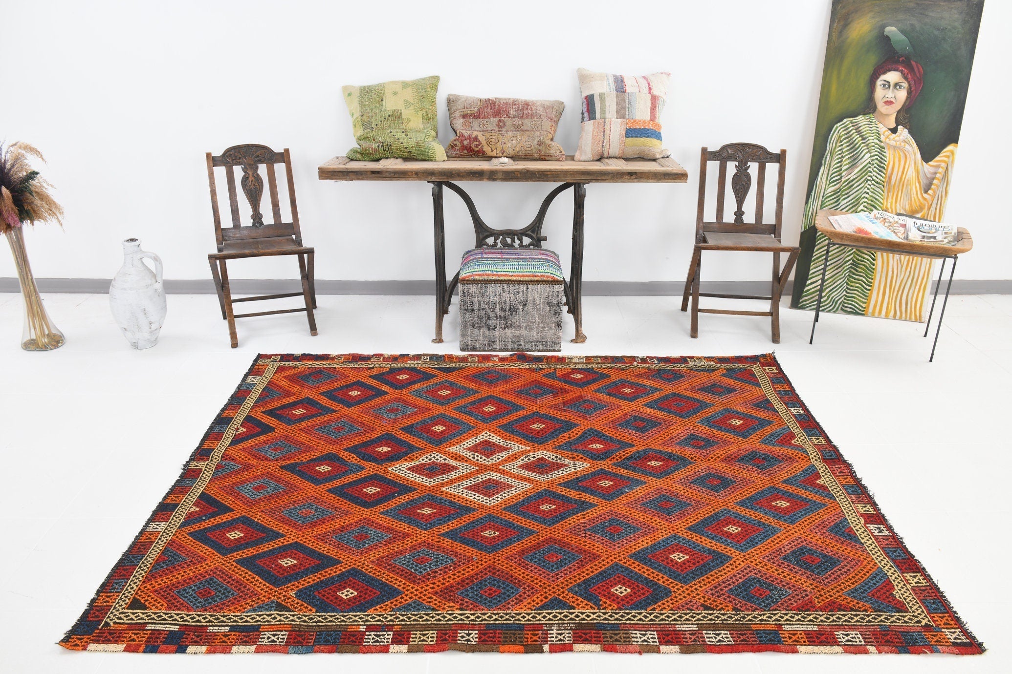 Vintage Kilim Anatolian 5’8’’ x 7’6’’ ft