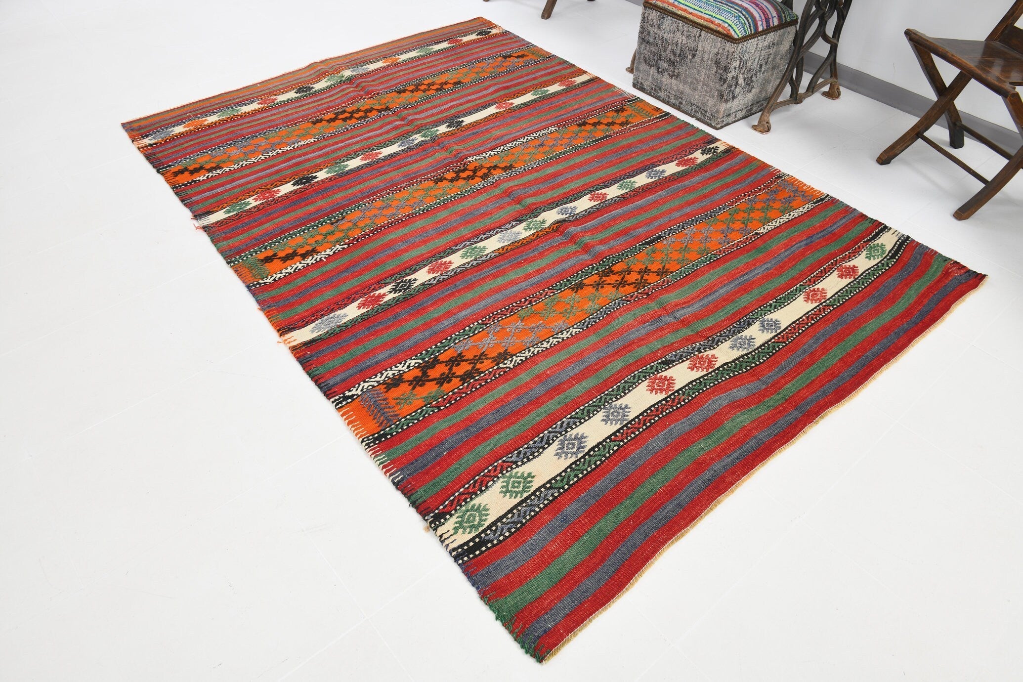 Vintage Kilim Anatolian 5'8" x 8'4" ft