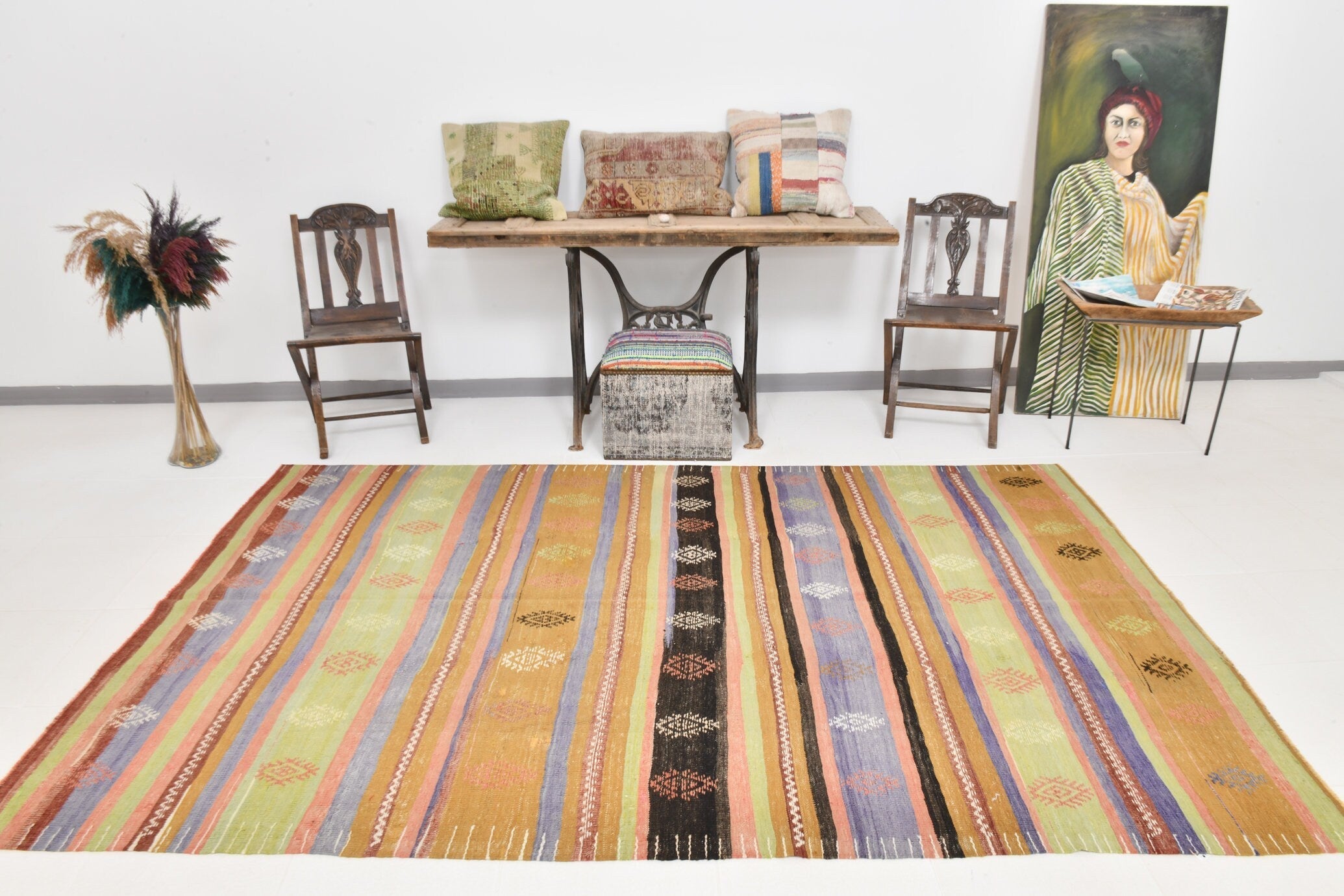 Vintage Kilim Anatolian 5’8’’ x 9’3’’ ft
