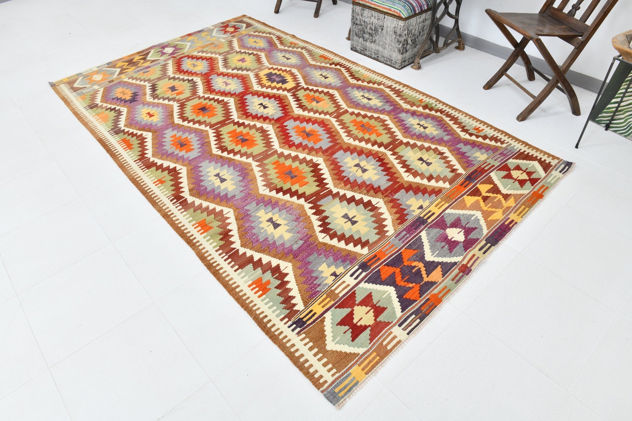 Vintage Kilim Anatolian 5'8" x 9'7" ft