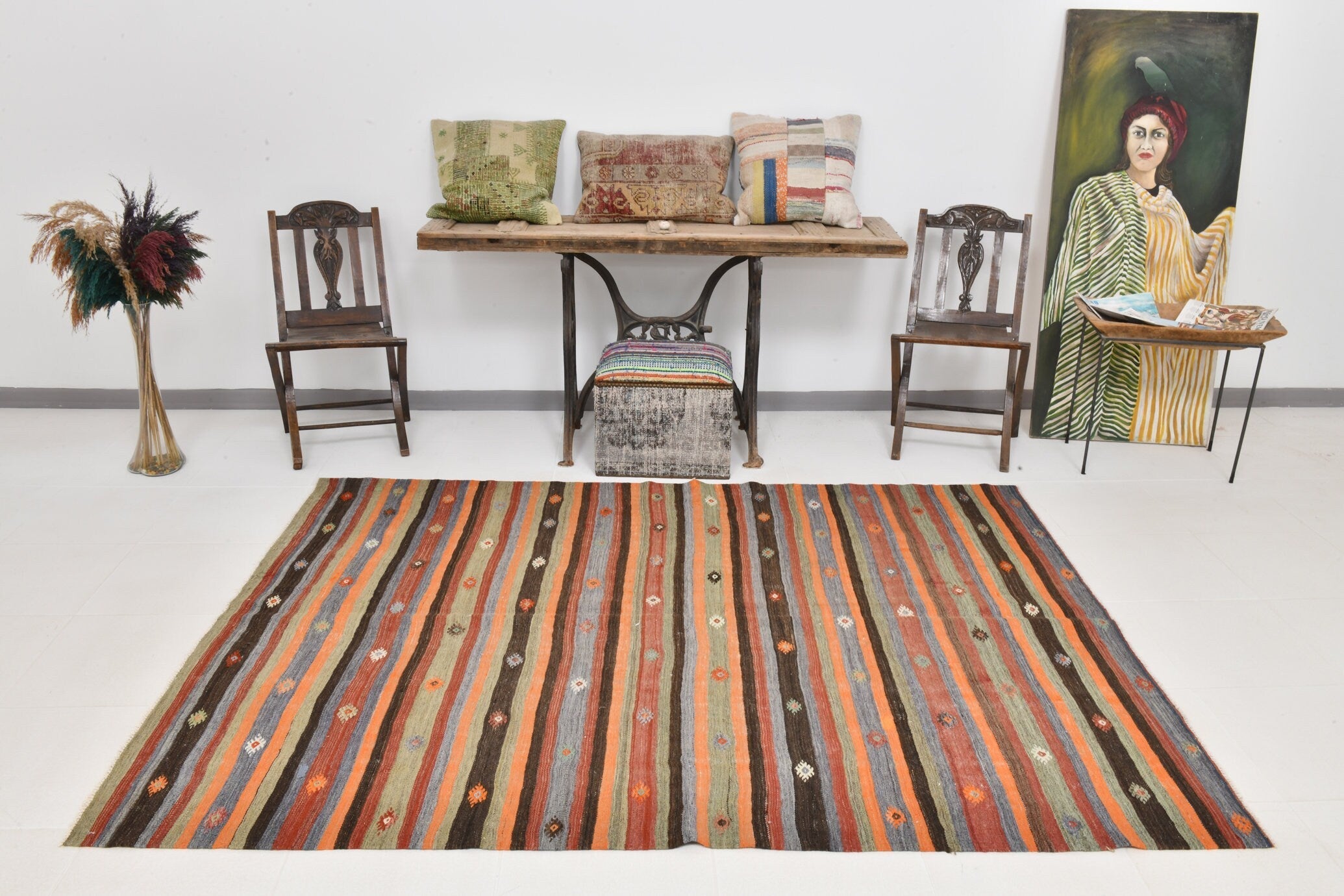 Vintage Kilim Anatolian 5’9’’ x 7’10’’ ft