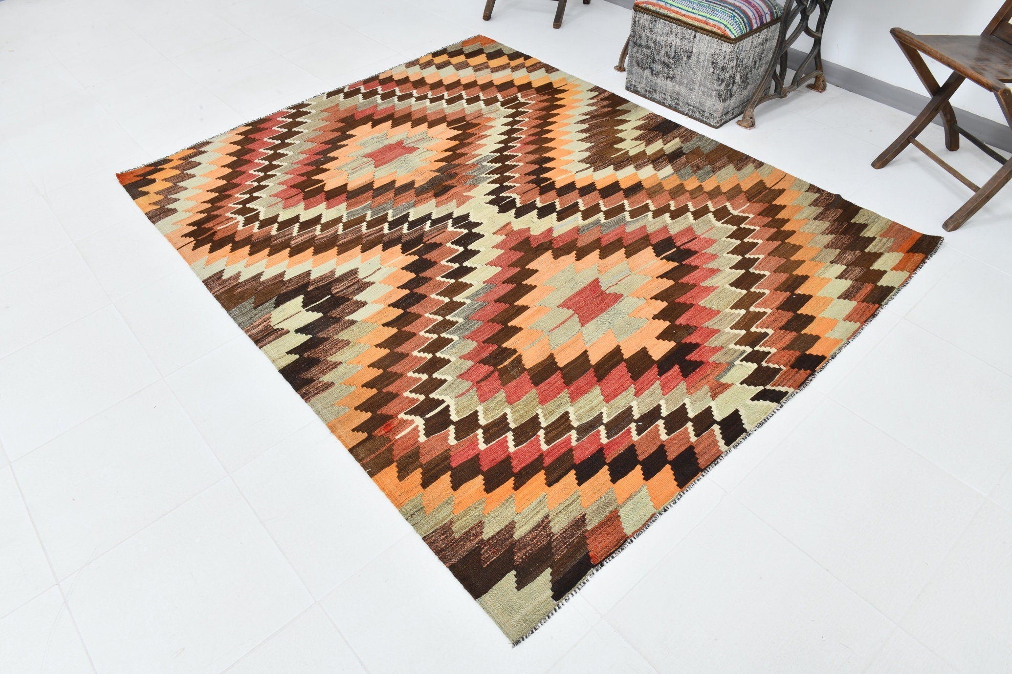 Vintage Kilim Anatolian 5'9" x 7'5" ft