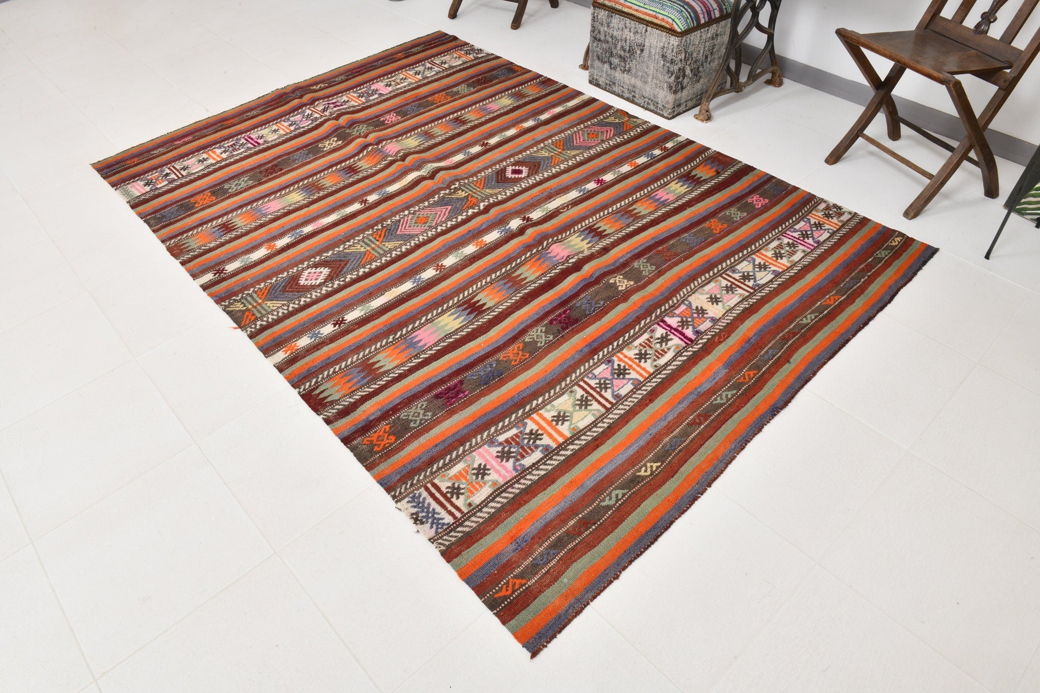 Vintage Kilim Anatolian 5'9" x 8'4" ft