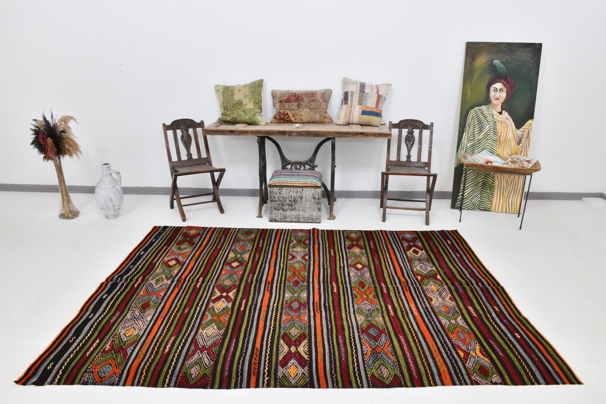 Vintage Kilim Anatolian 5’9’’ x 8’8’’ ft