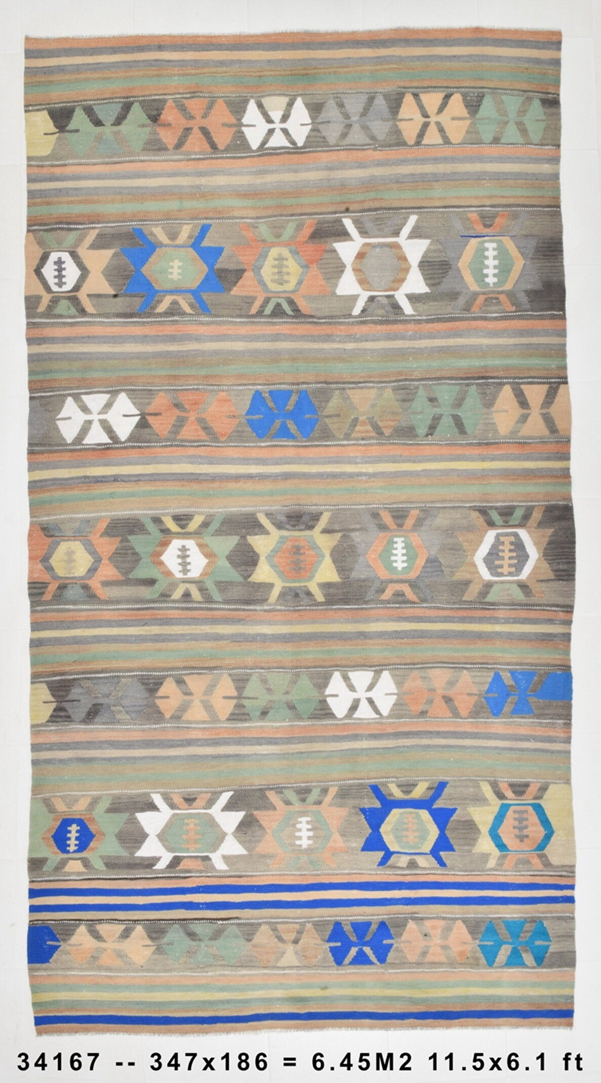 Vintage Kilim Anatolian 6’1’’ x 11’5’’ ft