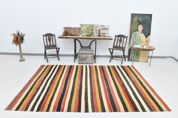 Vintage Kilim Anatolian 6'1" x 8'12" ft