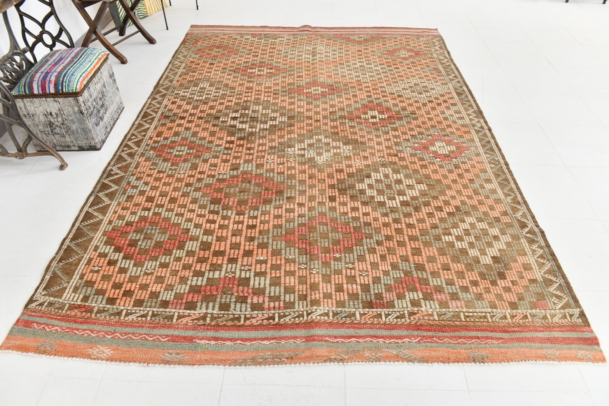 Vintage Kilim Anatolian 6'10" x 9'9" ft