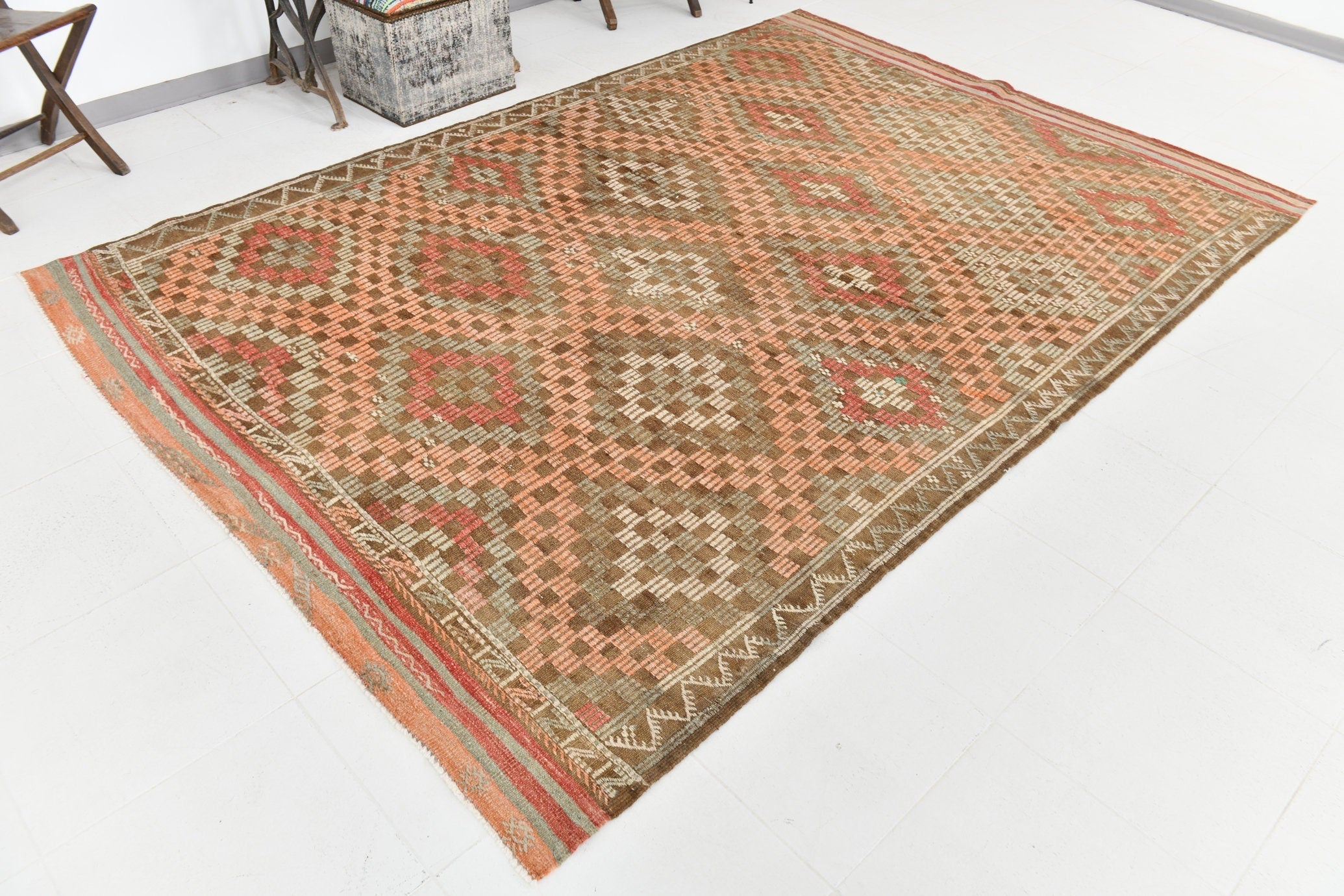 Vintage Kilim Anatolian 6'10" x 9'9" ft