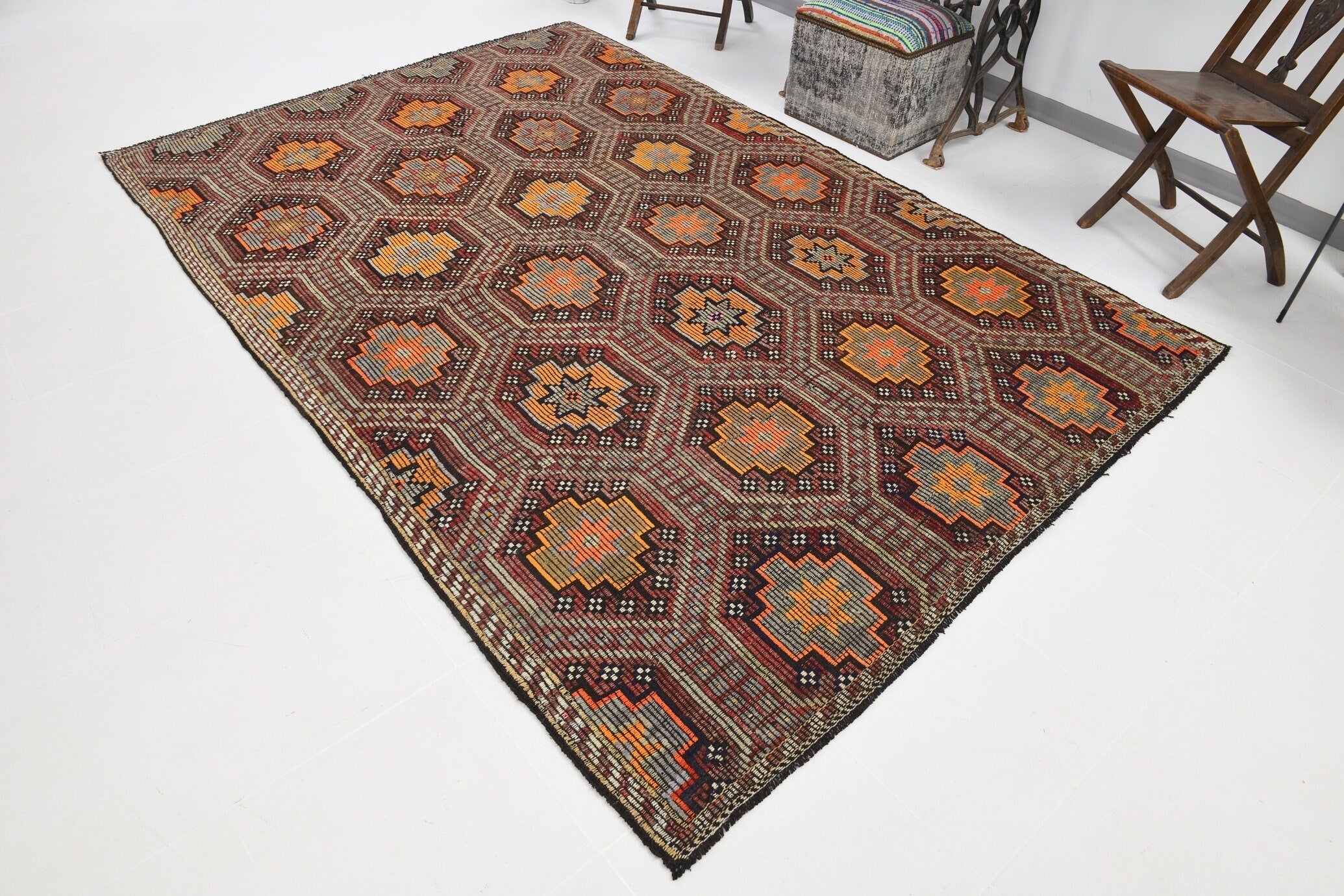 Vintage Kilim Anatolian 6’2’’ x 9’3’’ ft