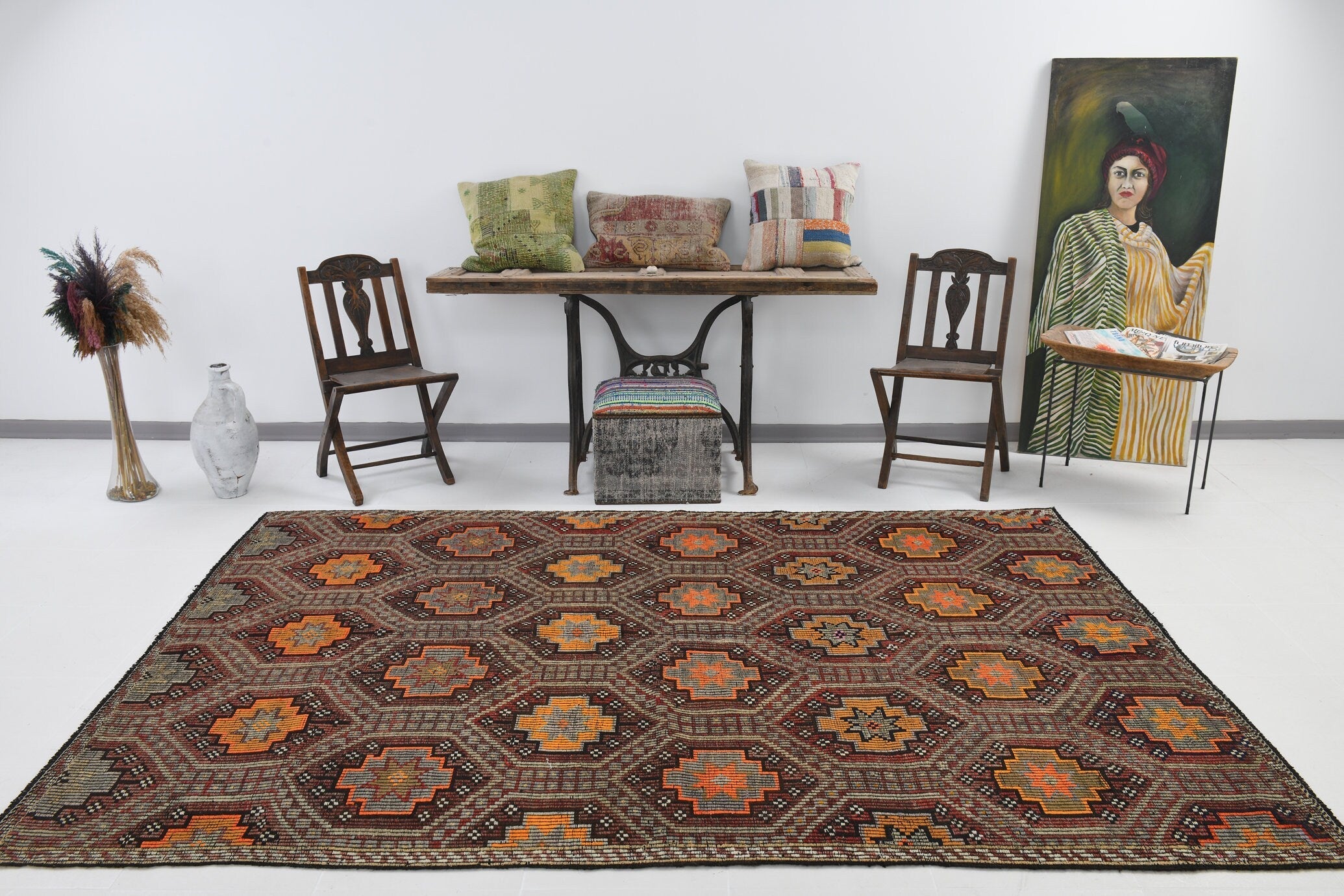 Vintage Kilim Anatolian 6’2’’ x 9’3’’ ft